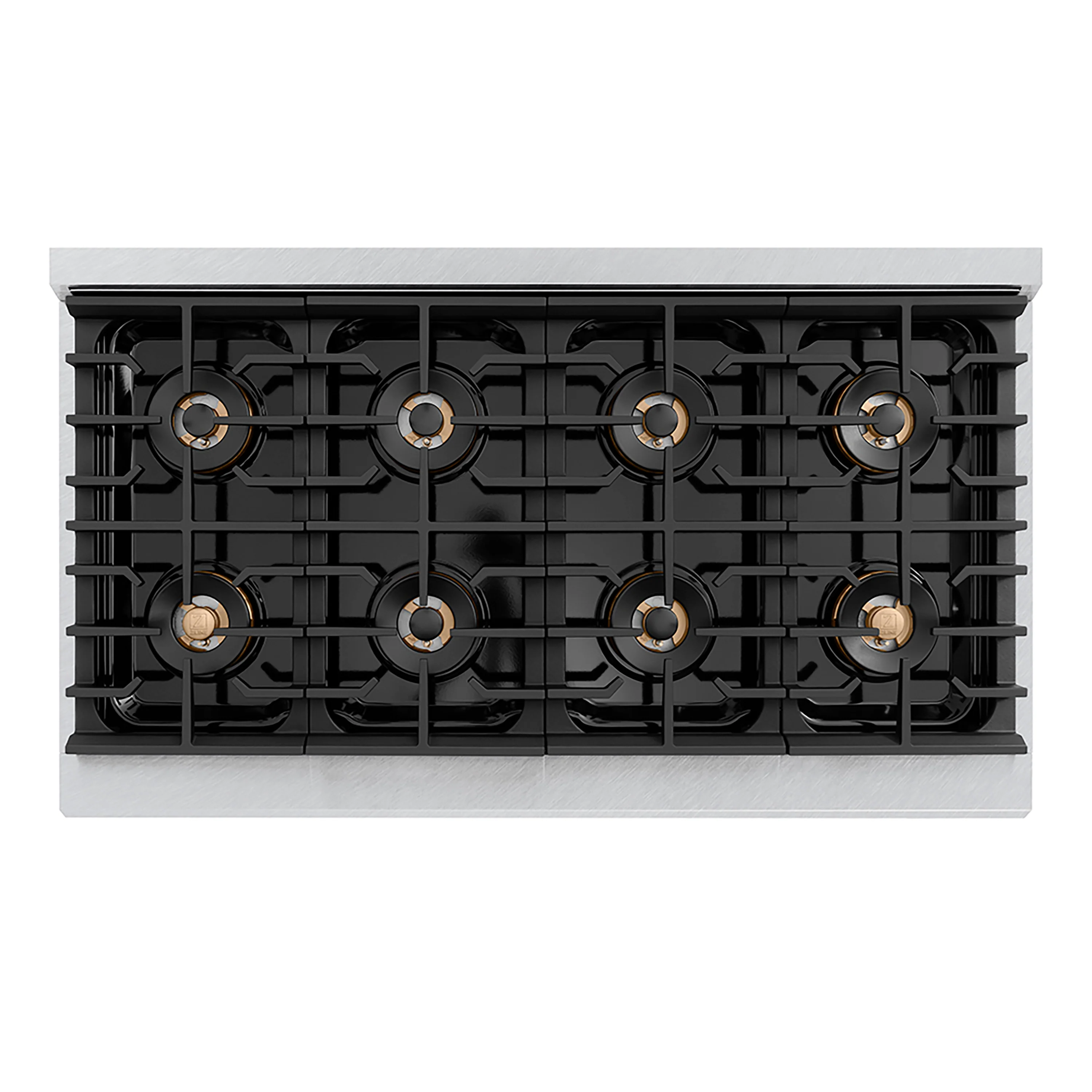 ZLINE Autograph Edition 48 in. 6.7 cu. ft. Paramount Gas Range with 8 Burner DuoPro™ Cooktop and Dual Ovens in Satin Stainless Steel and Matte Black Accents (PSGRSZ-48-MB) - Image 2