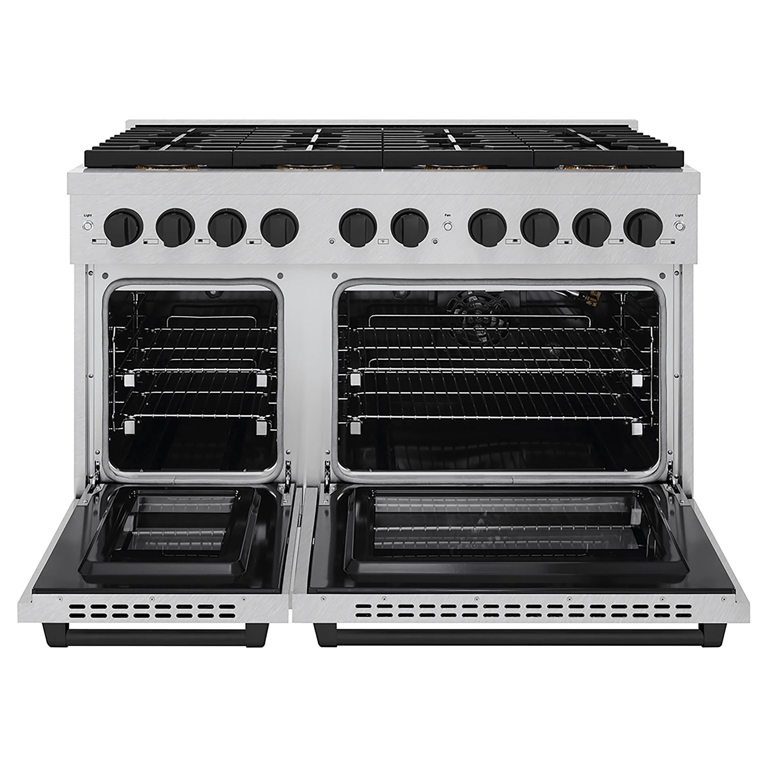 ZLINE Autograph Edition 48 in. 6.7 cu. ft. Paramount Gas Range with 8 Burner DuoPro™ Cooktop and Dual Ovens in Satin Stainless Steel and Matte Black Accents (PSGRSZ-48-MB) - Image 3