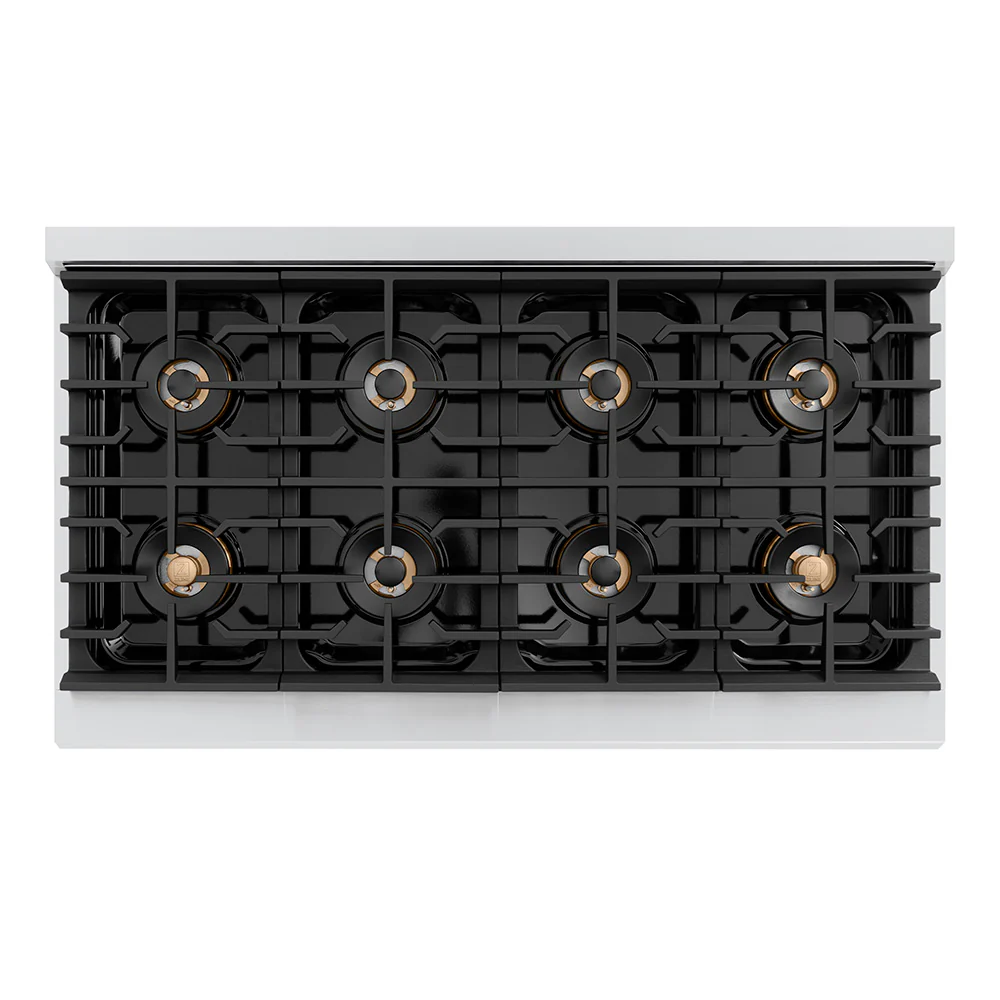 ZLINE Autograph Edition 48 in. 6.7 cu. ft. Paramount Gas Range with 8 Burner DuoPro™ Cooktop and Dual Ovens with Black Matte Doors and Polished Gold Accents (PSGRZ-BLM-48-G) - Image 2
