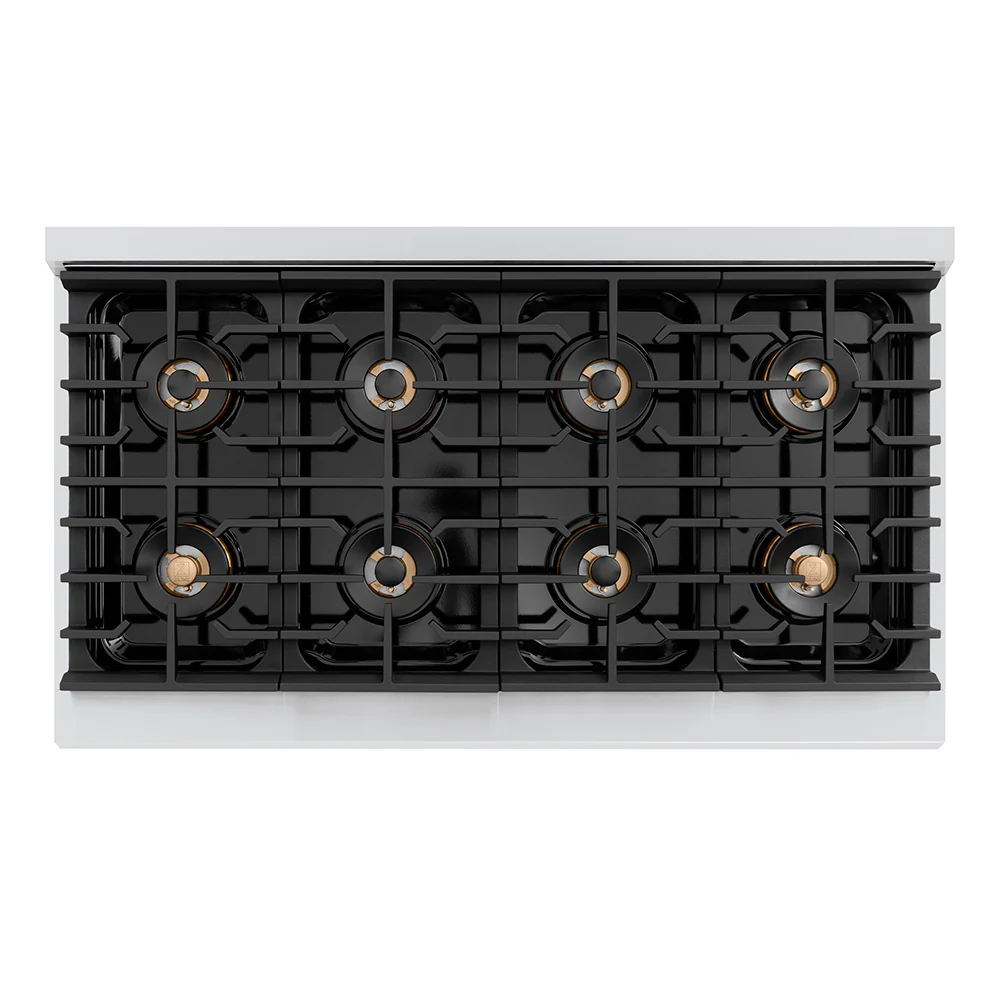 ZLINE Autograph Edition 48 in. 6.7 cu. ft. Paramount Gas Range with 8 Burner DuoPro™ Cooktop and Dual Ovens with White Matte Doors and Matte Black Accents (PSGRZ-WM-48-MB) - Image 2
