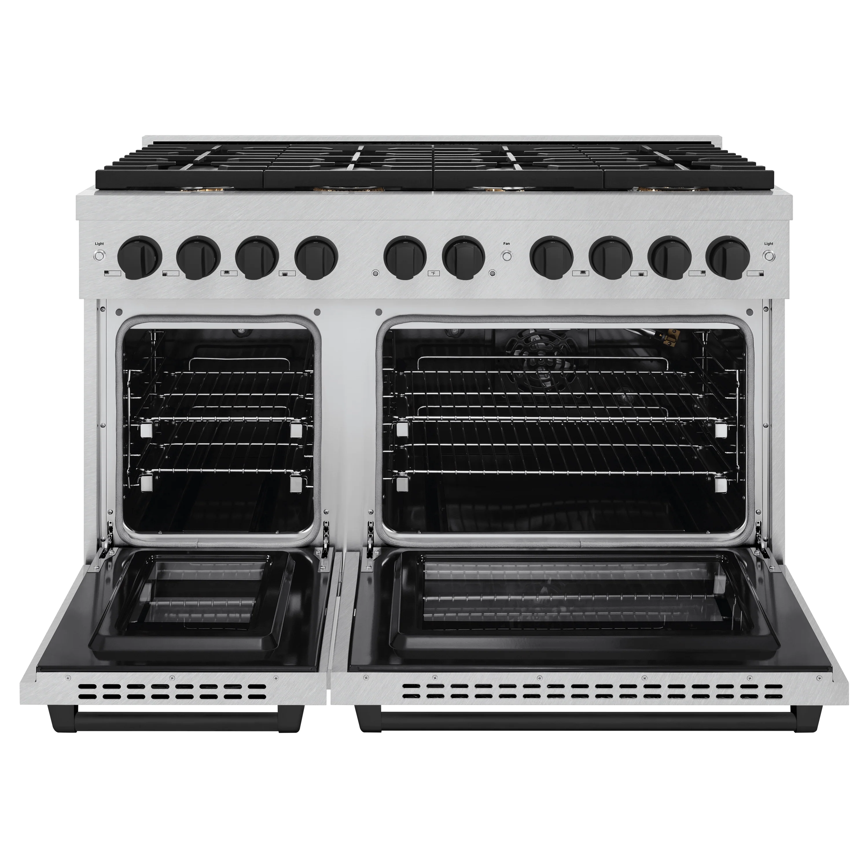 ZLINE Autograph Edition 48 in. 6.7 cu. ft. Paramount Double Oven Gas Range with 8 Burner Cooktop in Satin Stainless Steel and Matte Black Accents (SGRSZ-48-MB) - Image 6