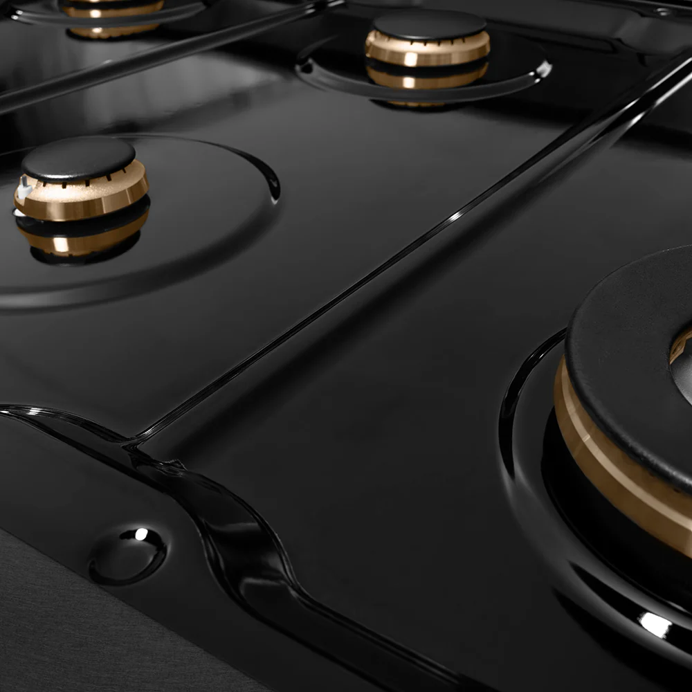 ZLINE Autograph Edition 48 in. Paramount Gas Rangetop with 8 Burners and Porcelain Cooktop in Black Satin Stainless Steel with Champagne Bronze Accents (SRTBSZ-48-CB) - Image 6