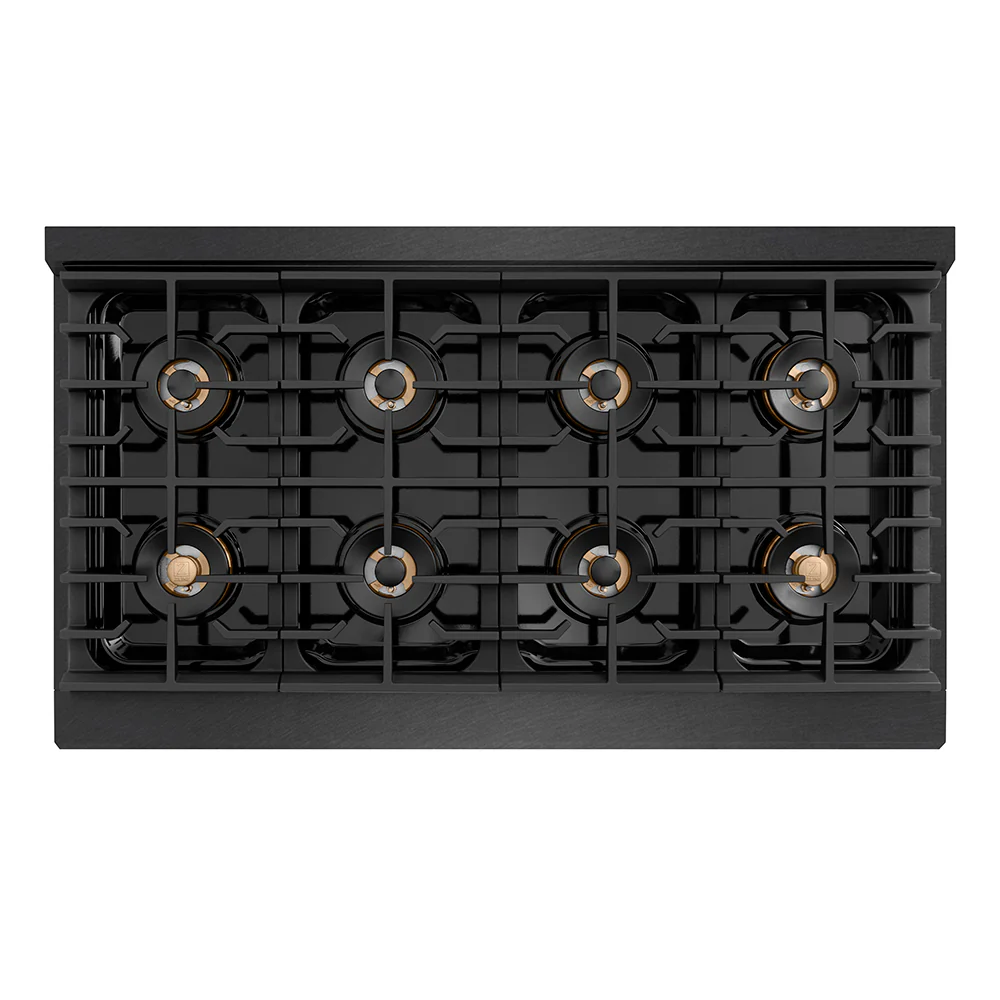 ZLINE Autograph Edition 48 in. Paramount Gas Rangetop with 8 Burner DuoPro™ Cooktop in Black Satin Stainless Steel and Champagne Bronze Accents (PSRTBSZ-48-CB) - Image 2