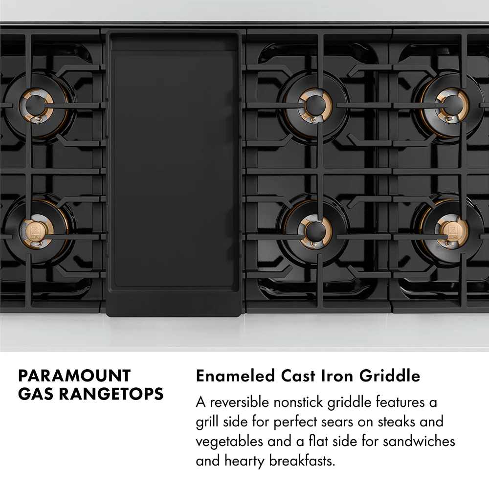 ZLINE Autograph Edition 48 in. Paramount Gas Rangetop with 8 Burner DuoPro™ Cooktop in Satin Stainless Steel and Polished Gold Accents (PSRTSZ-48-G) - Image 16