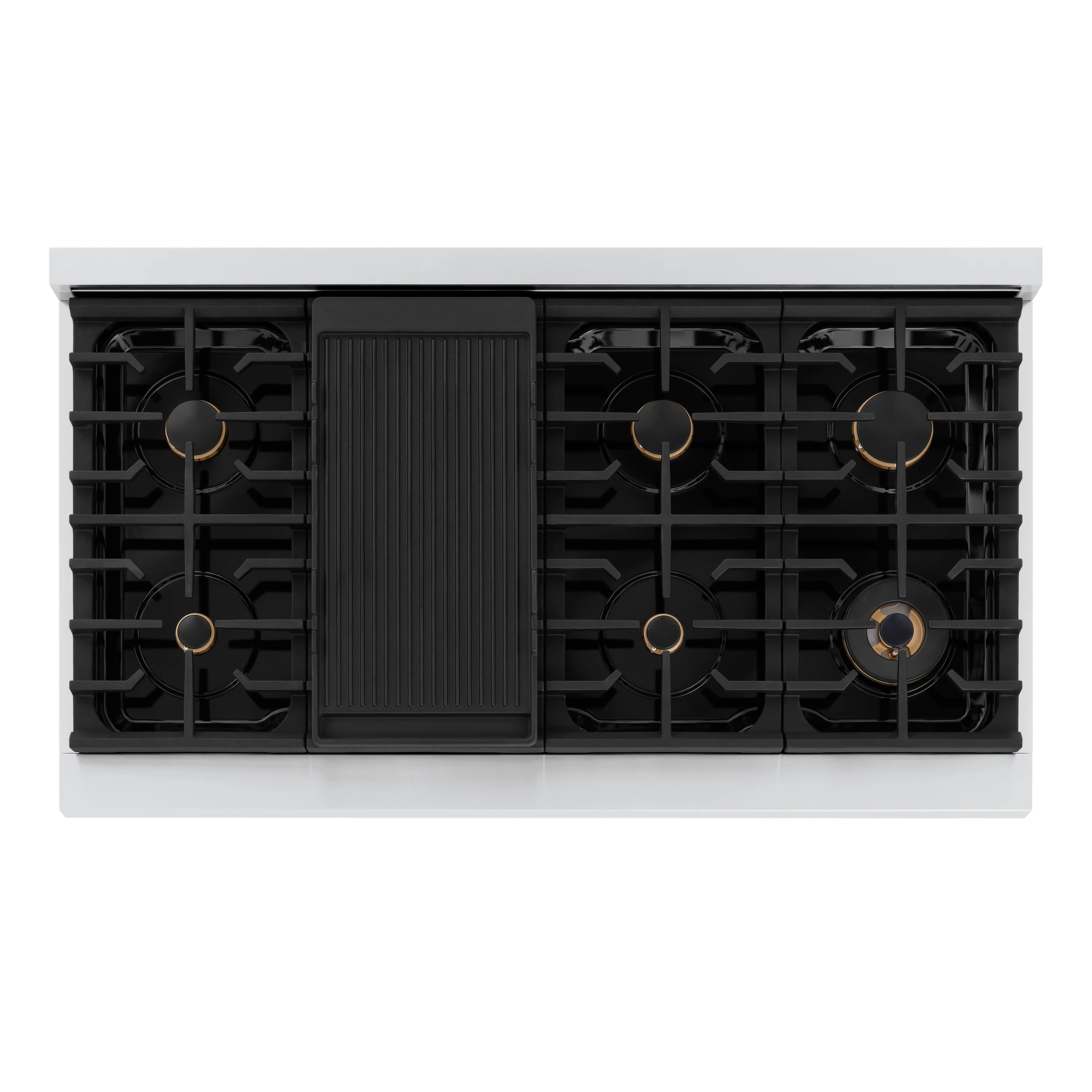ZLINE 48 in. Autograph Edition Paramount Gas Rangetop with 8 Burners and Porcelain Cooktop in Stainless Steel with Champagne Bronze Accents (SRTZ-48-CB) - Image 3