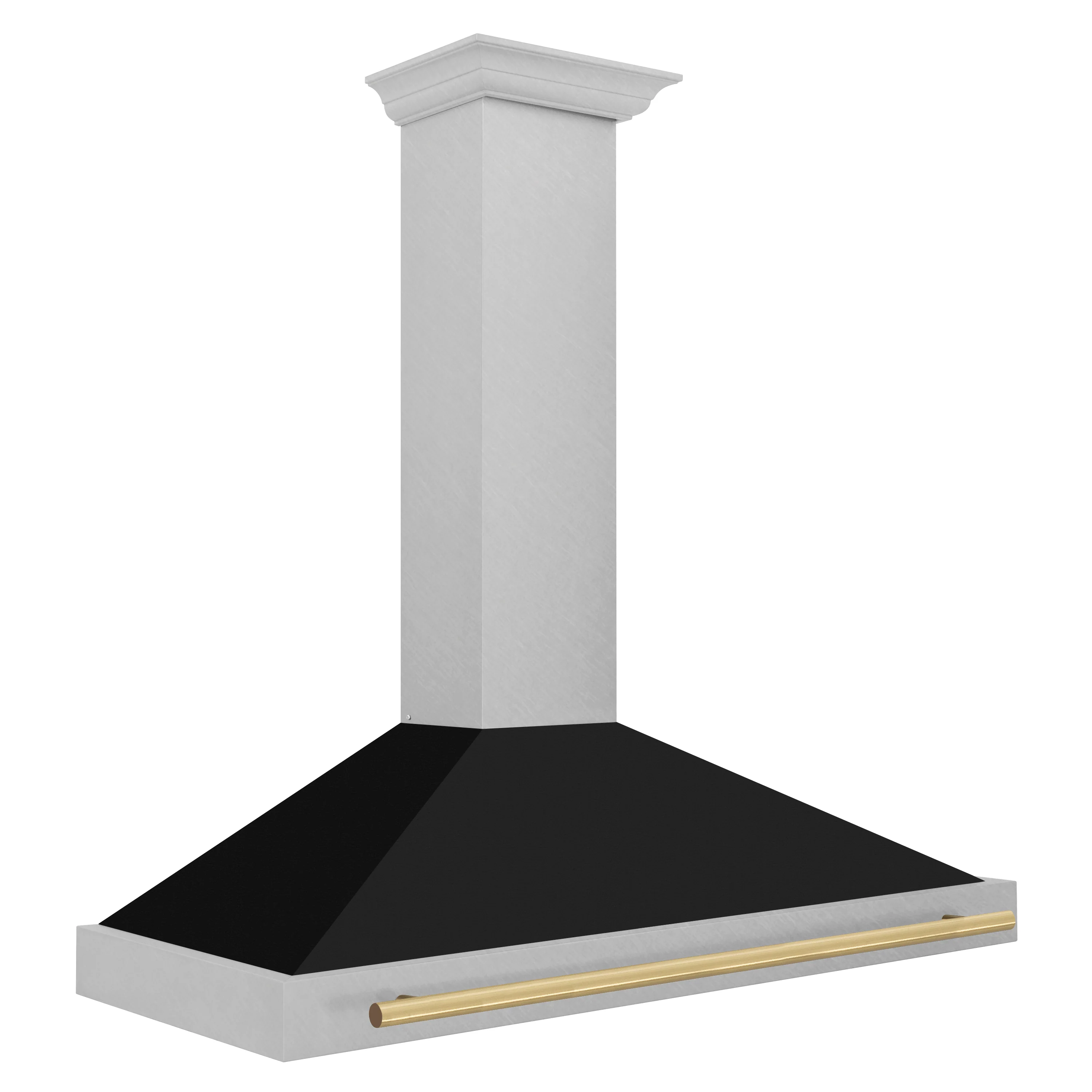 ZLINE Autograph Edition 48 in. Convertible Satin Stainless Steel Wall Mount Range Hood with Black Matte Shell and Champagne Bronze Handle (KB4SNZ-BLM48-CB) - Image 4