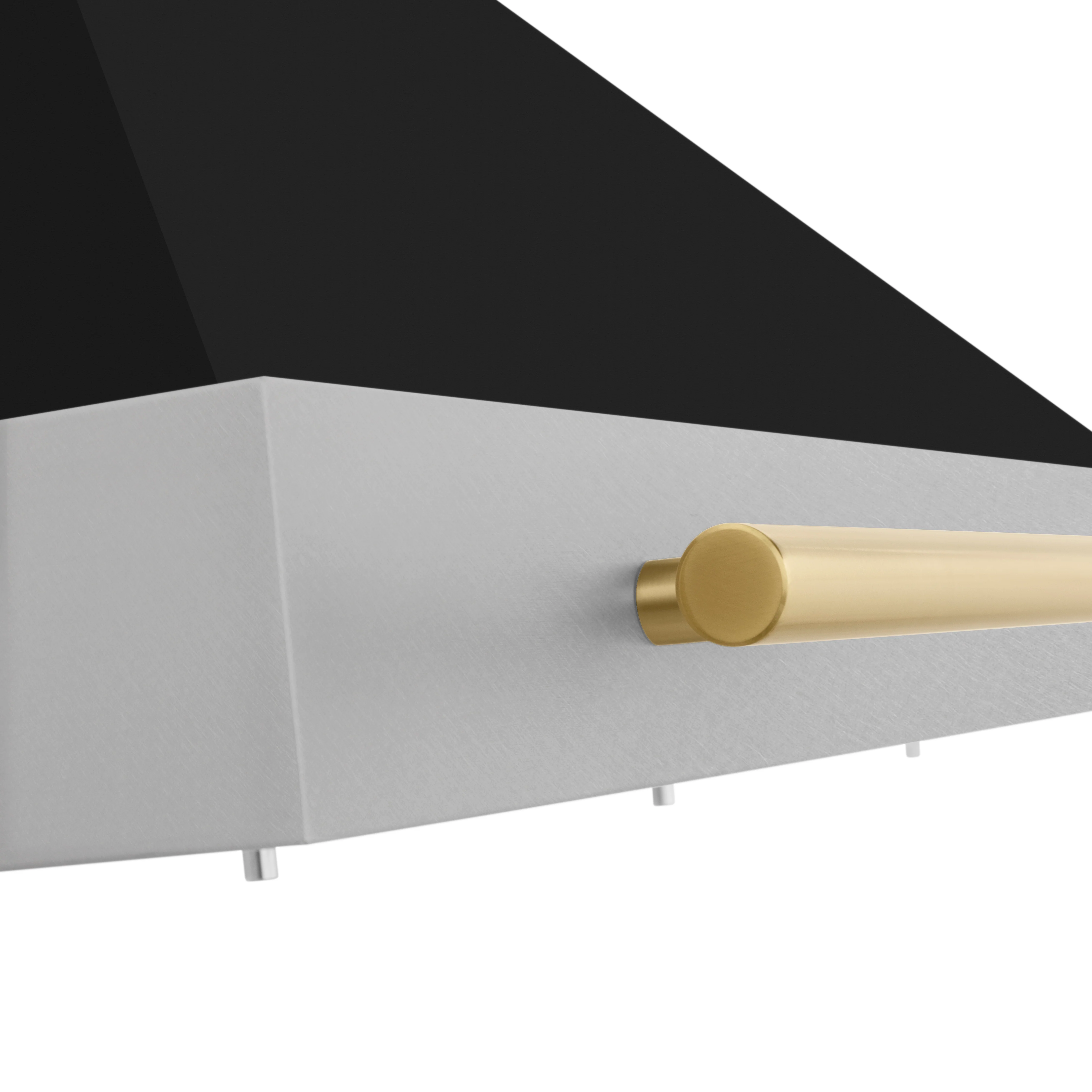 ZLINE Autograph Edition 48 in. Convertible Satin Stainless Steel Wall Mount Range Hood with Black Matte Shell and Polished Gold Handle (KB4SNZ-BLM48-G) - Image 6