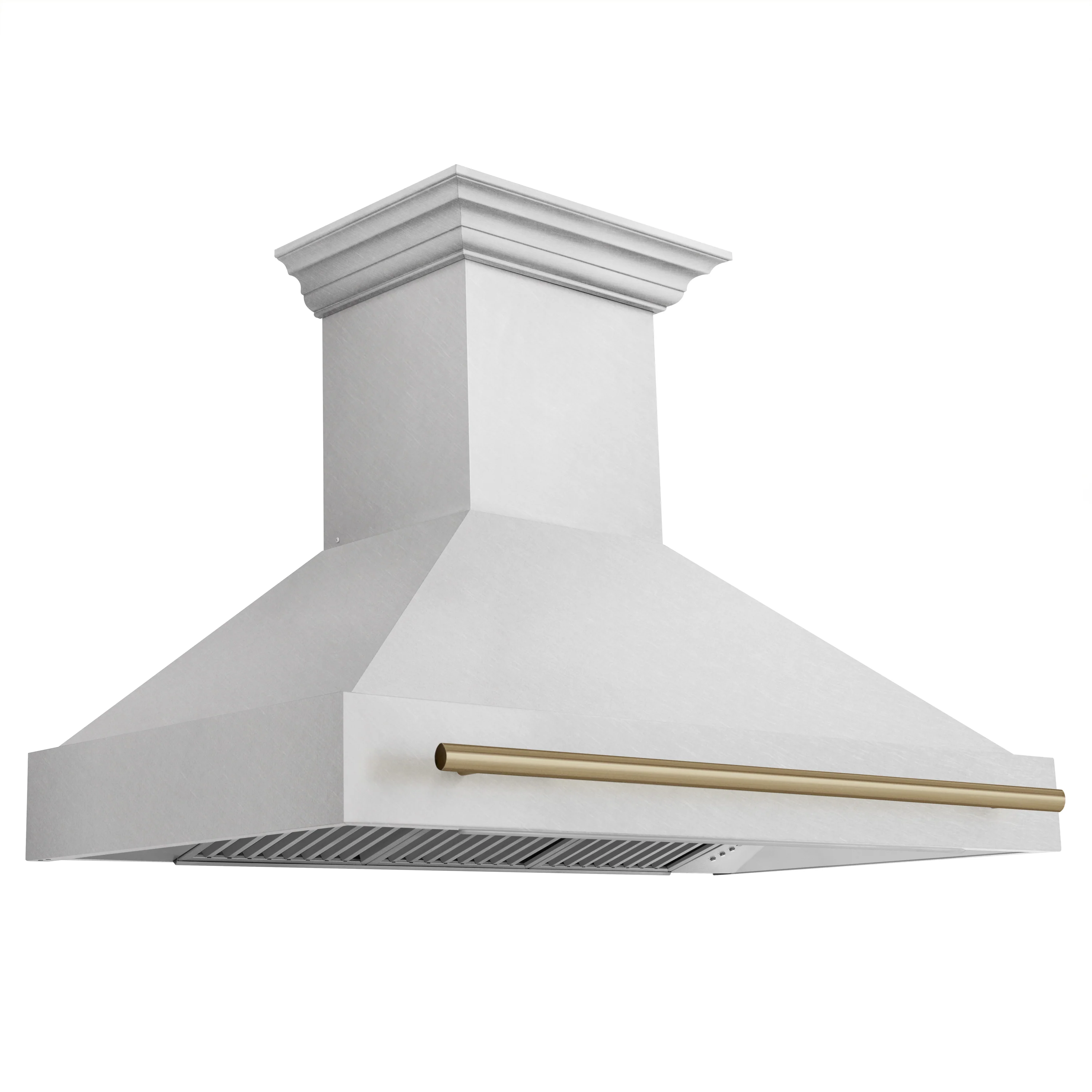 ZLINE Autograph Edition 48 in. Satin Stainless Steel Wall Mount Range Hood with Champagne Bronze Handle (8654SNZ-48-CB) - Image 5