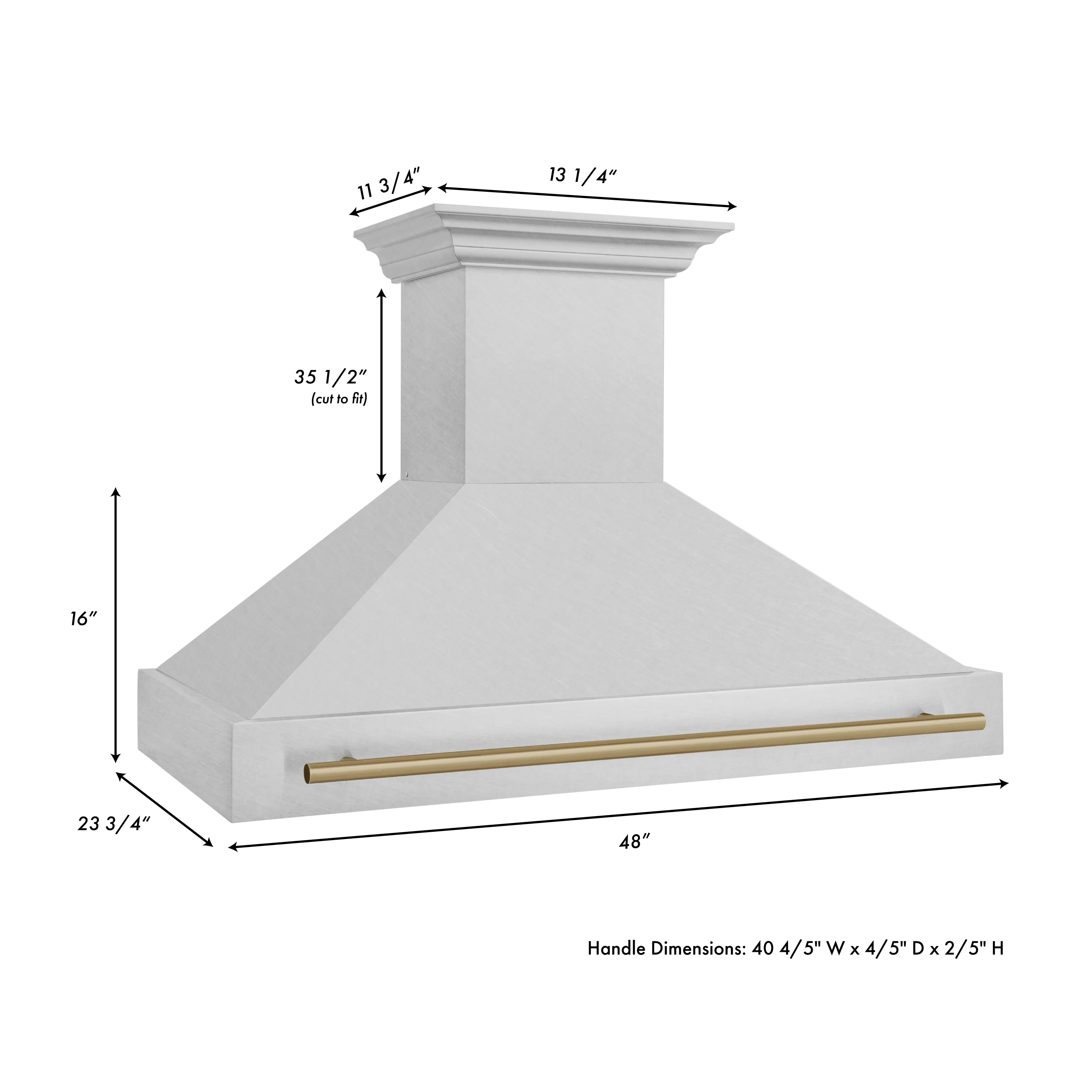ZLINE Autograph Edition 48 in. Satin Stainless Steel Wall Mount Range Hood with Champagne Bronze Handle (8654SNZ-48-CB) - Image 7