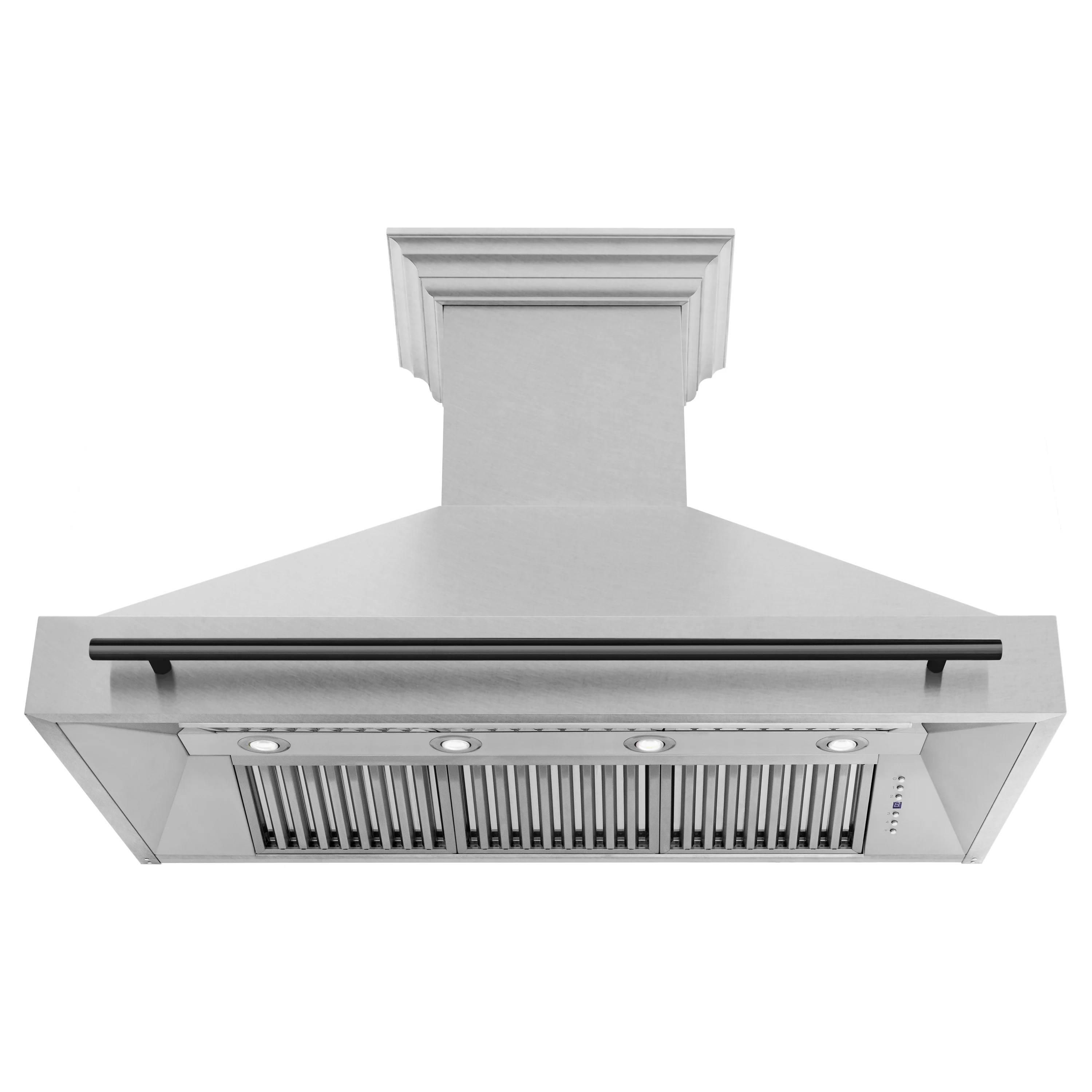 ZLINE Autograph Edition 48 in. Satin Stainless Steel Wall Mount Range Hood with Matte Black Handle (8654SNZ-48-MB) - Image 4