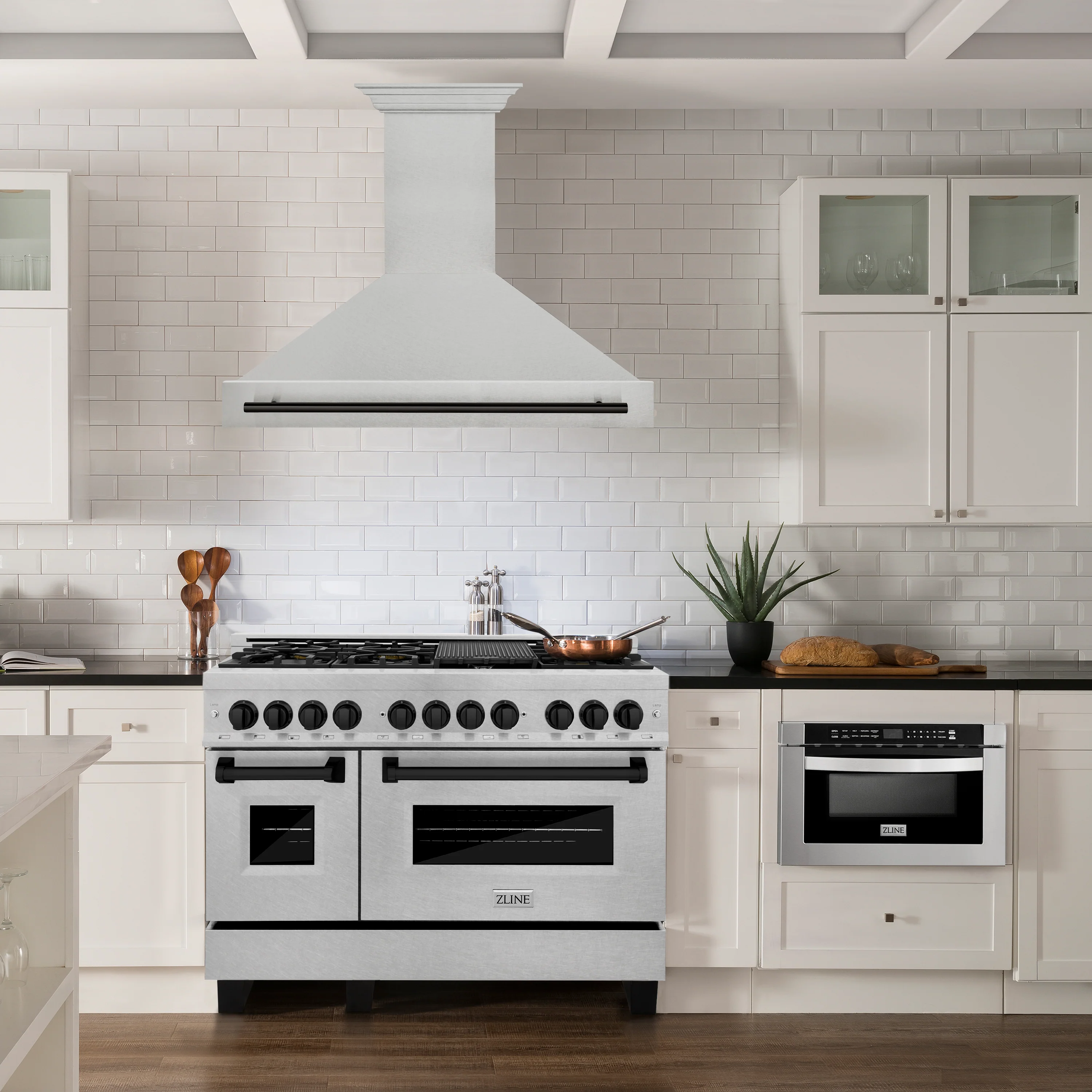 ZLINE Autograph Edition 48 in. Satin Stainless Steel Wall Mount Range Hood with Matte Black Handle (8654SNZ-48-MB) - Image 7
