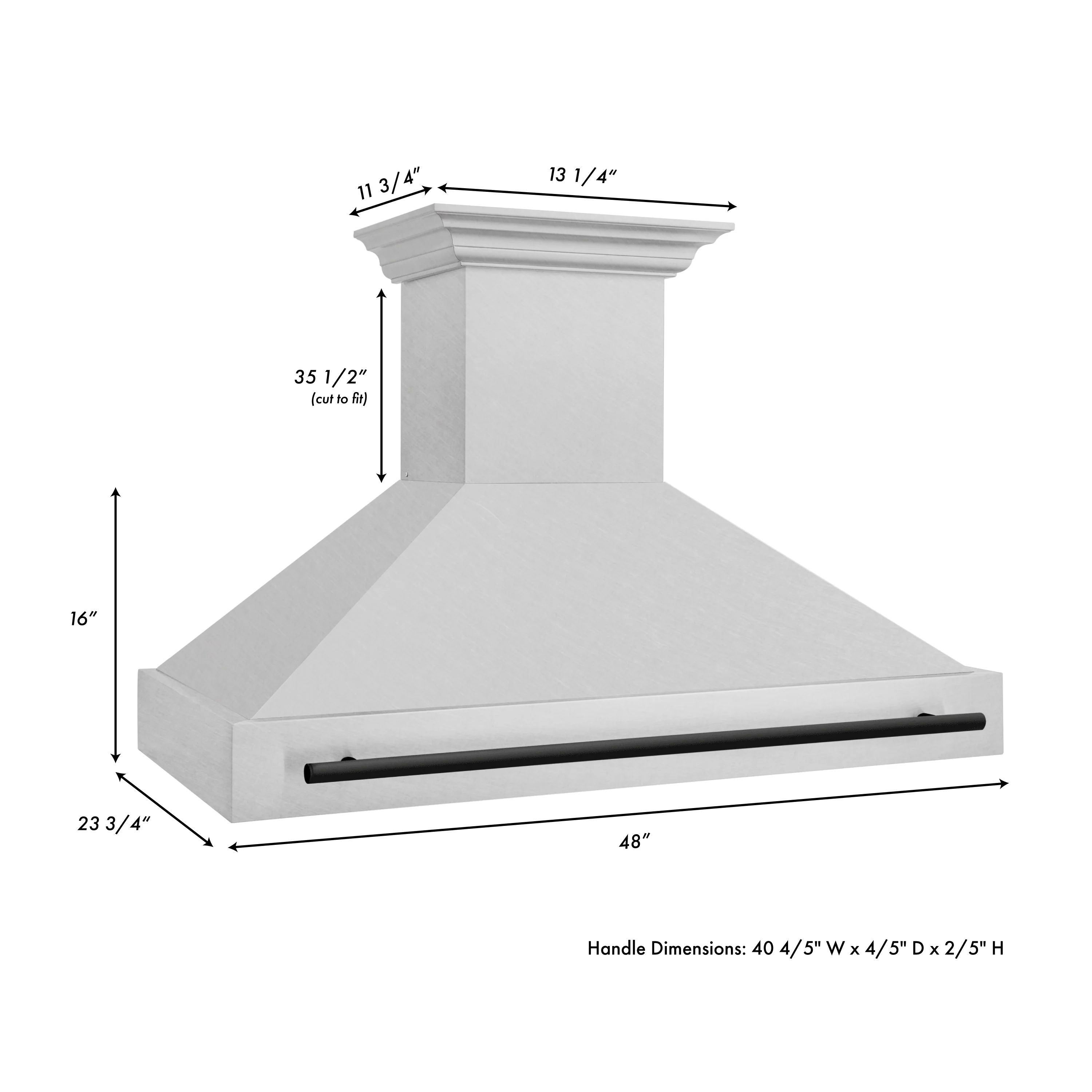 ZLINE Autograph Edition 48 in. Satin Stainless Steel Wall Mount Range Hood with Matte Black Handle (8654SNZ-48-MB) - Image 8
