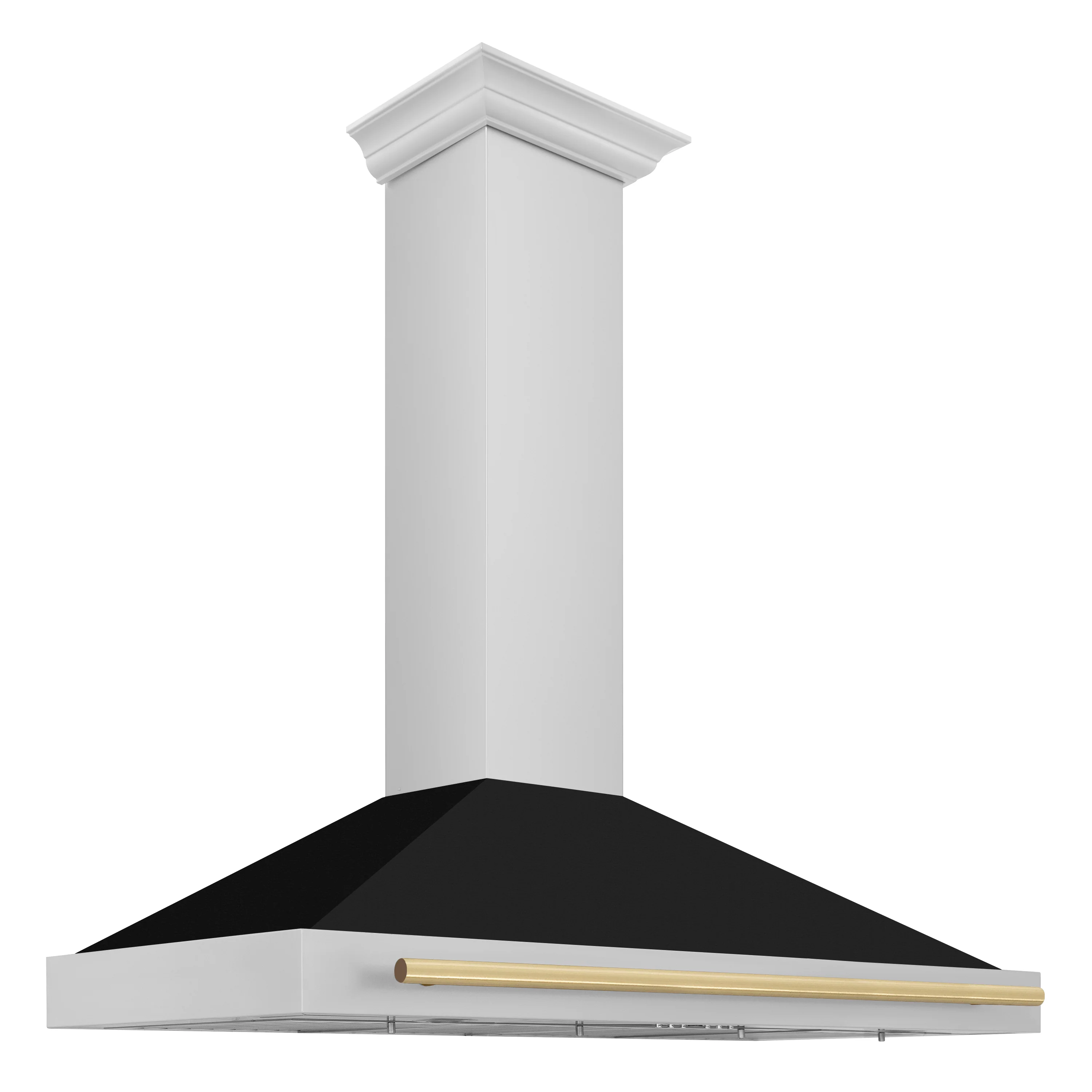 ZLINE 48 in. Autograph Edition Convertible Stainless Steel Range Hood with Black Matte Shell and Champagne Bronze Handle (KB4STZ-BLM48-CB) - Image 3
