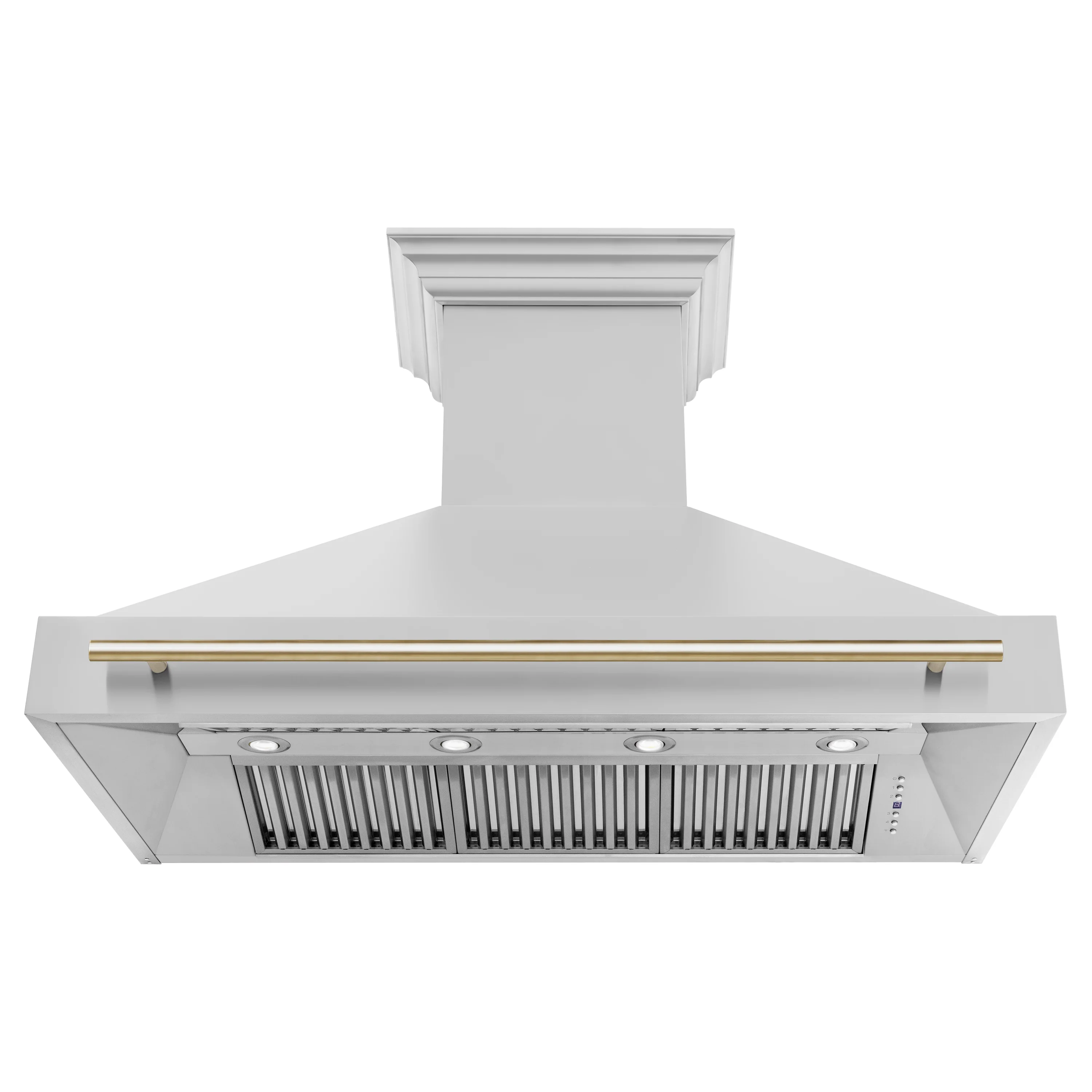 ZLINE Autograph Edition 48 in. Stainless Steel Range Hood with Stainless Steel Shell and Polished Gold Handle (8654STZ-48-G) - Image 4
