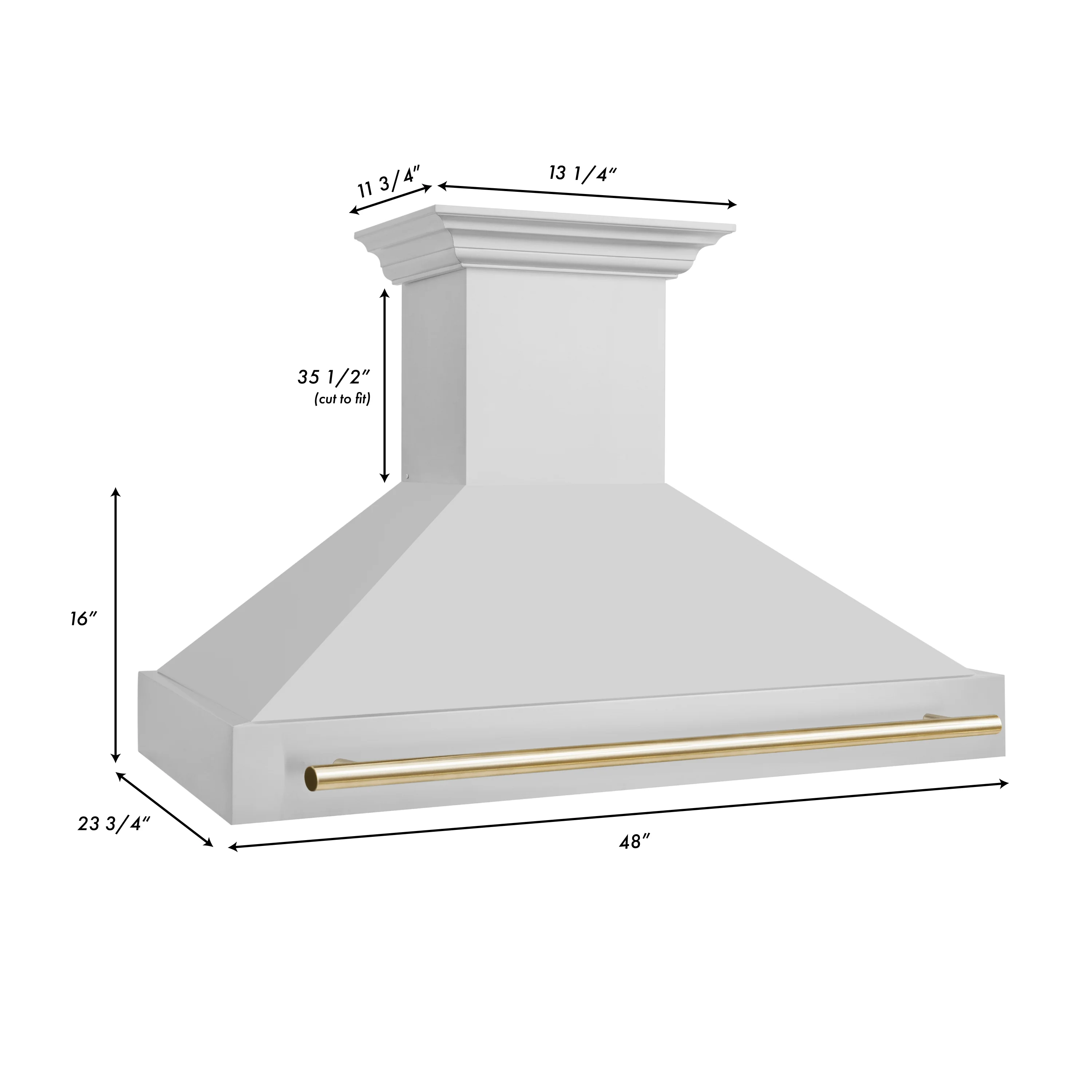 ZLINE Autograph Edition 48 in. Stainless Steel Range Hood with Stainless Steel Shell and Polished Gold Handle (8654STZ-48-G) - Image 7