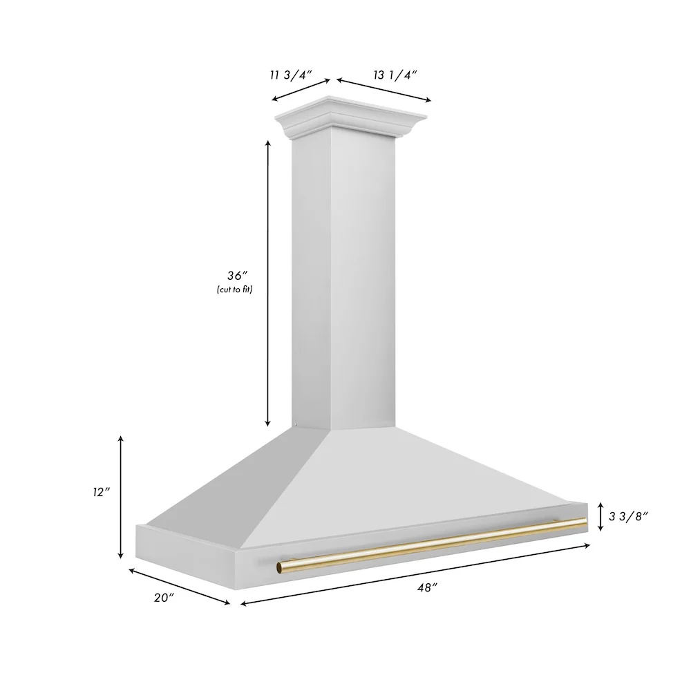 ZLINE 48 in. Autograph Edition Convertible Stainless Steel Range Hood with Stainless Steel Shell and Polished Gold Accents (KB4STZ-48-G) - Image 7