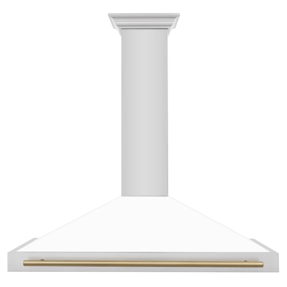 ZLINE 48 in. Autograph Edition Convertible Stainless Steel Range Hood with White Matte Shell and Champagne Bronze Accents (KB4STZ-WM48-CB) - Image 4