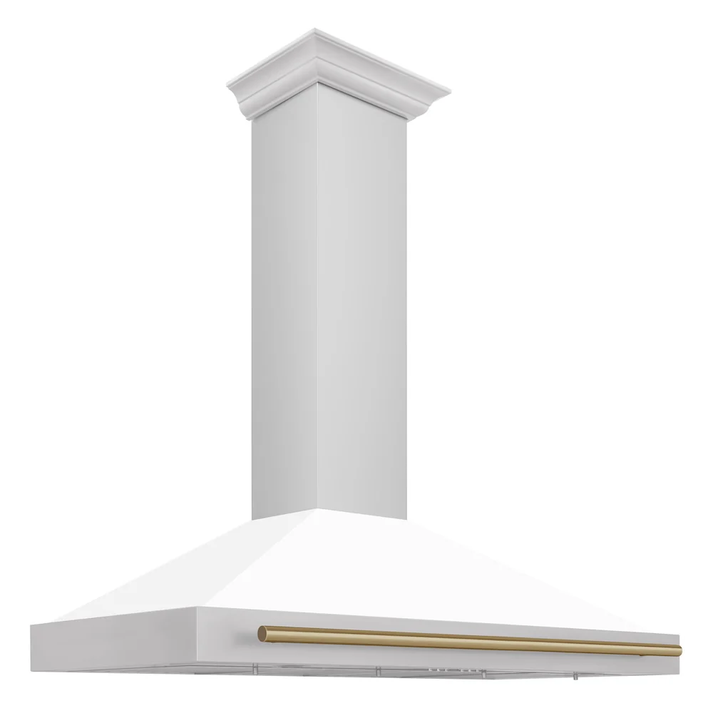 ZLINE 48 in. Autograph Edition Convertible Stainless Steel Range Hood with White Matte Shell and Champagne Bronze Accents (KB4STZ-WM48-CB) - Image 5