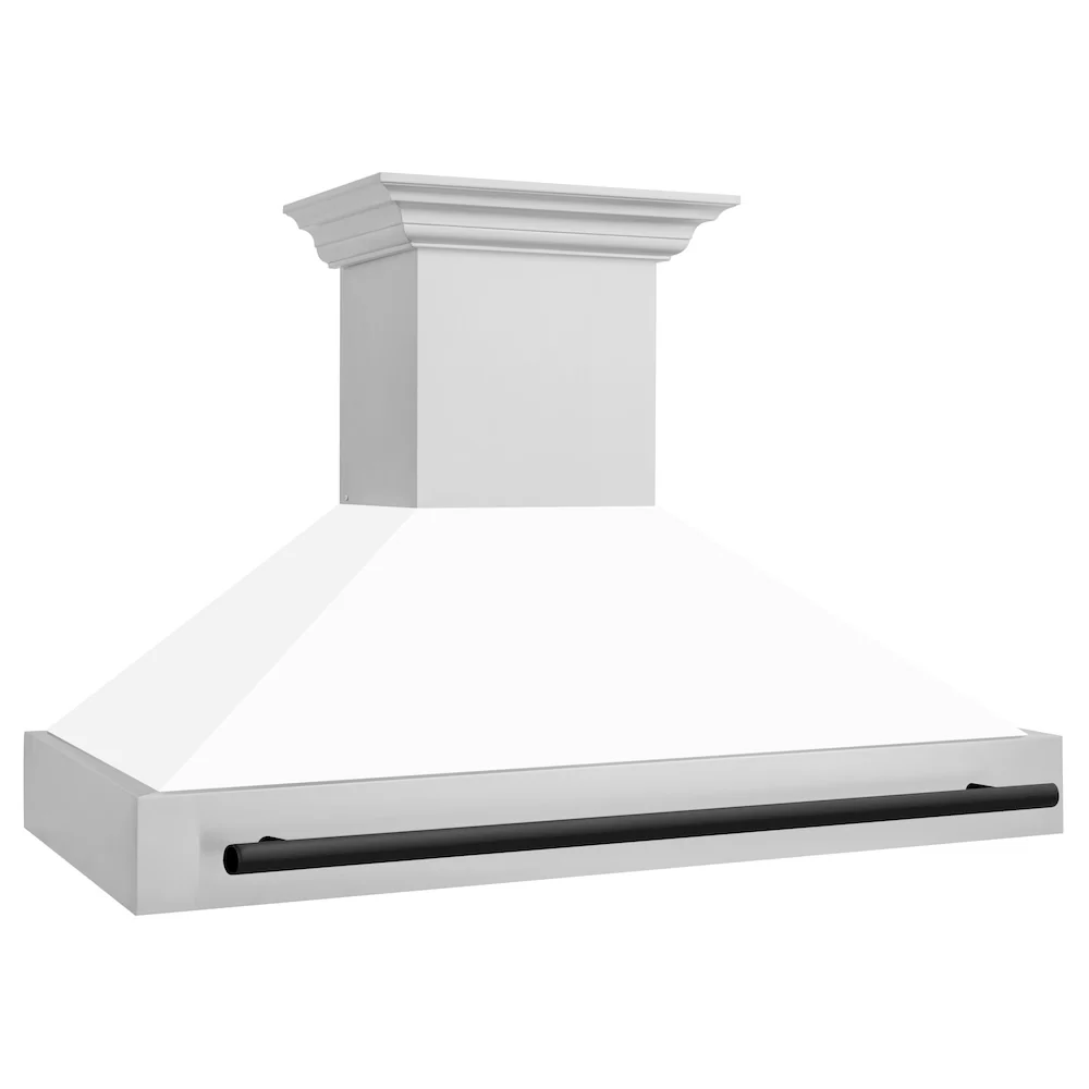 ZLINE Autograph Edition 48 in. Stainless Steel Range Hood with White Matte Shell and Matte Black Handle (8654STZ-WM48-MB) - Image 7