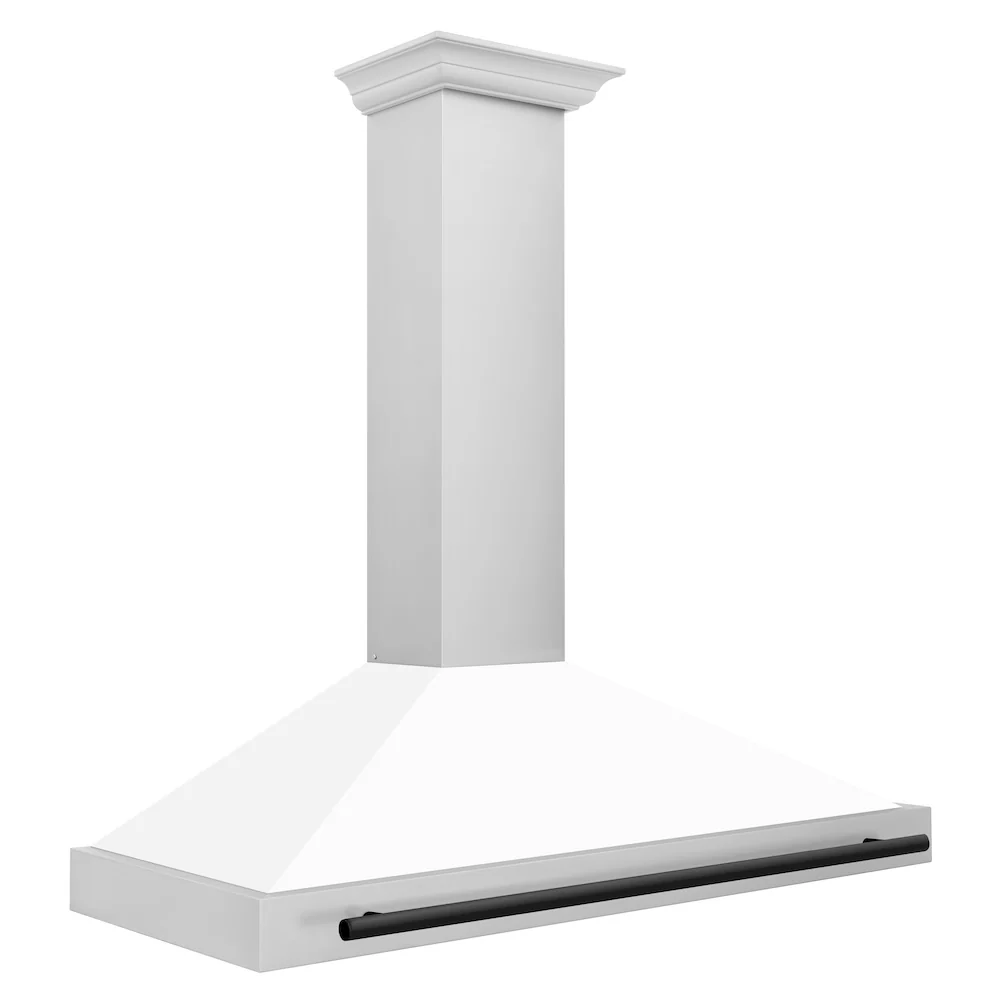 ZLINE 48 in. Autograph Edition Convertible Stainless Steel Range Hood with White Matte Shell and Matte Black Accents (KB4STZ-WM48-MB)