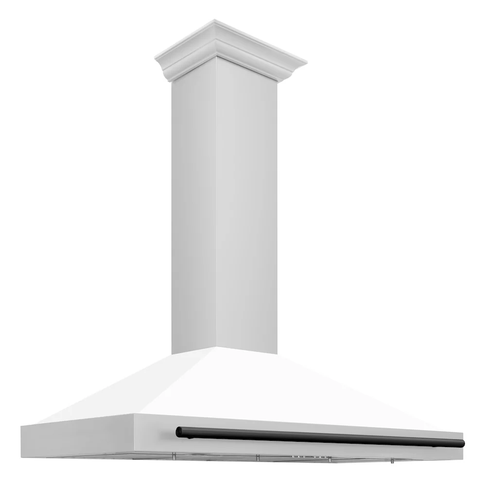 ZLINE 48 in. Autograph Edition Convertible Stainless Steel Range Hood with White Matte Shell and Matte Black Accents (KB4STZ-WM48-MB) - Image 4