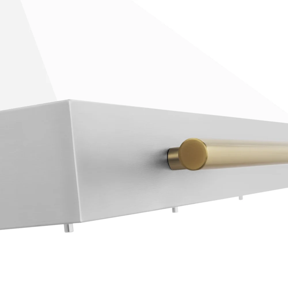 ZLINE 48 in. Autograph Edition Convertible Stainless Steel Range Hood with White Matte Shell and Polished Gold Accents (KB4STZ-WM48-G) - Image 3