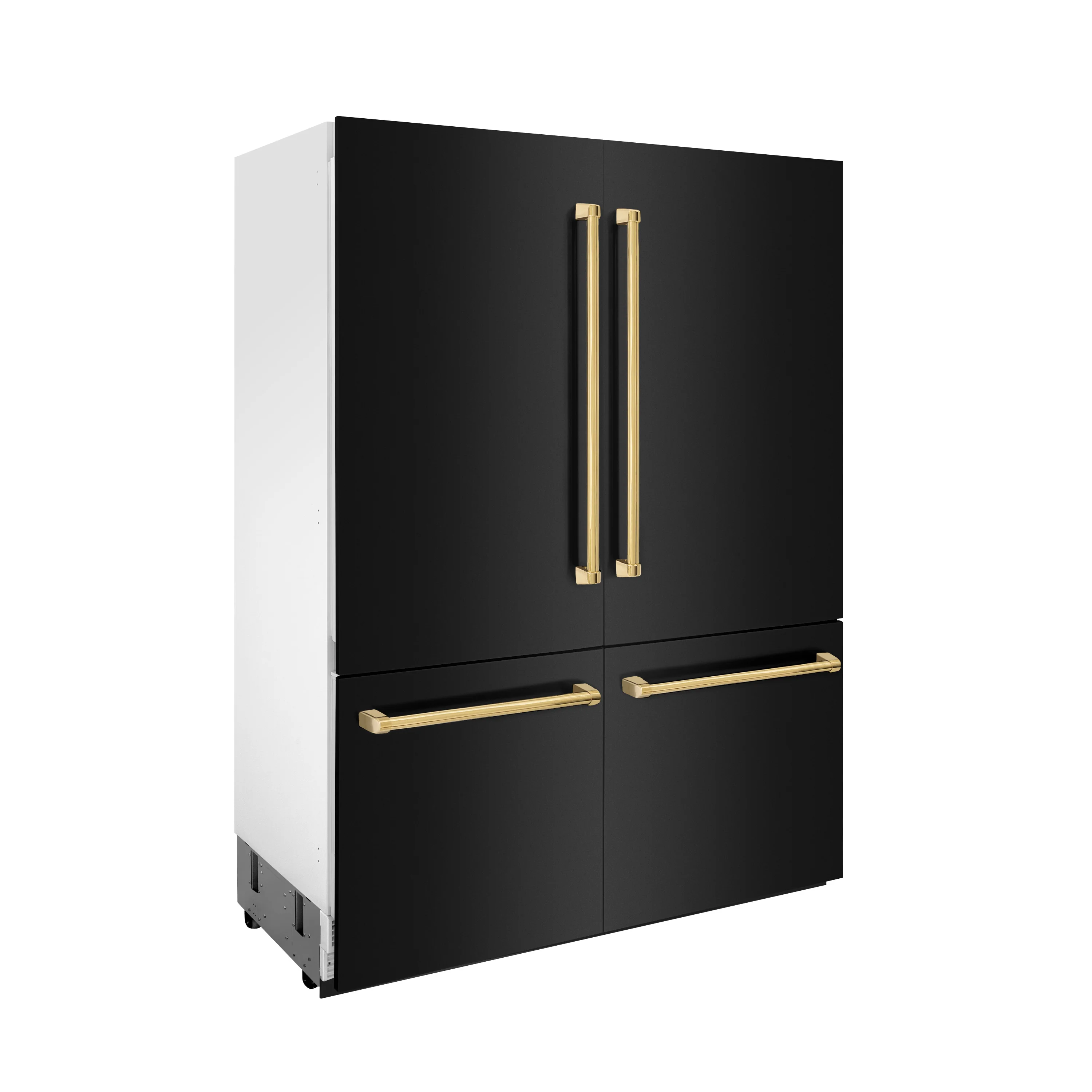 ZLINE Autograph Edition 60 in. 32.2 cu. ft. French Door Built-In Bottom Freezer Refrigerator with Water Dispenser and Ice Maker in Black Stainless Steel with Polished Gold Accents (RBIVZ-BS-60-G) - Image 4