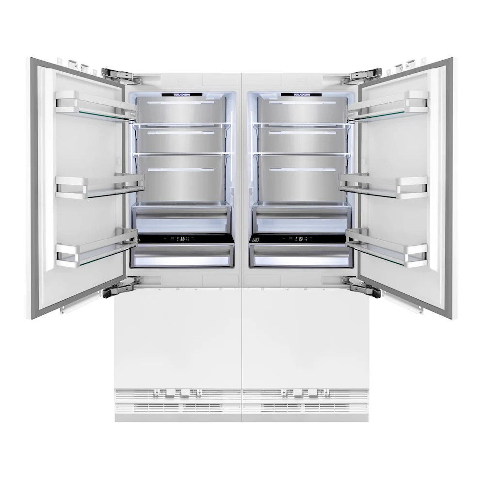 ZLINE Autograph Edition 60 in. 32.2 cu. ft. Panel Ready French Door Built-In Bottom Freezer Refrigerator with Water Dispenser and Ice Maker with Champagne Bronze Accents (RBIVZ-60-CB) - Image 9
