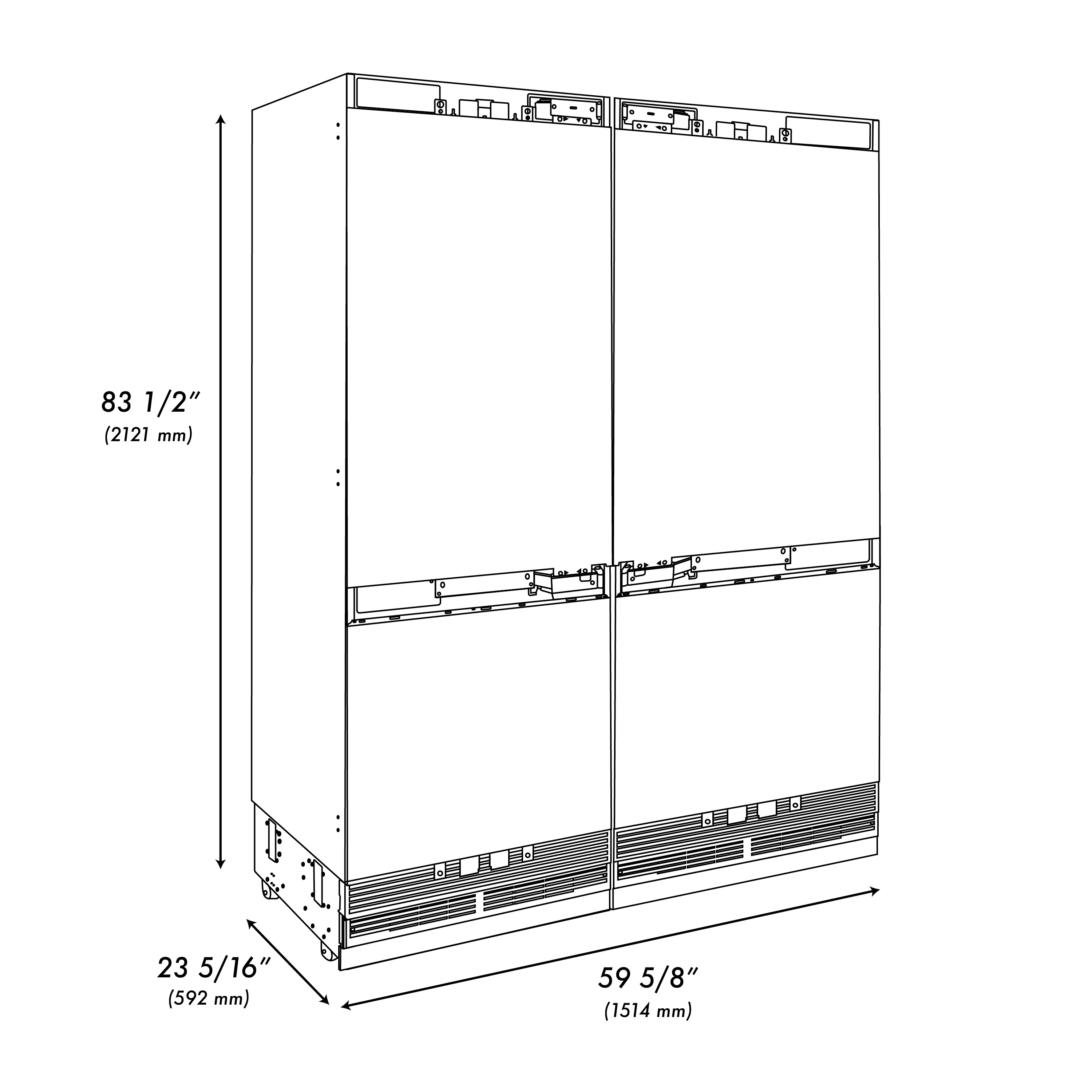 ZLINE Autograph Edition 60 in. 32.2 cu. ft. Panel Ready French Door Built-In Bottom Freezer Refrigerator with Water Dispenser and Ice Maker with Graphite Gray Interior and Polished Gold Accents (GRBIVZ-60-G) - Image 21