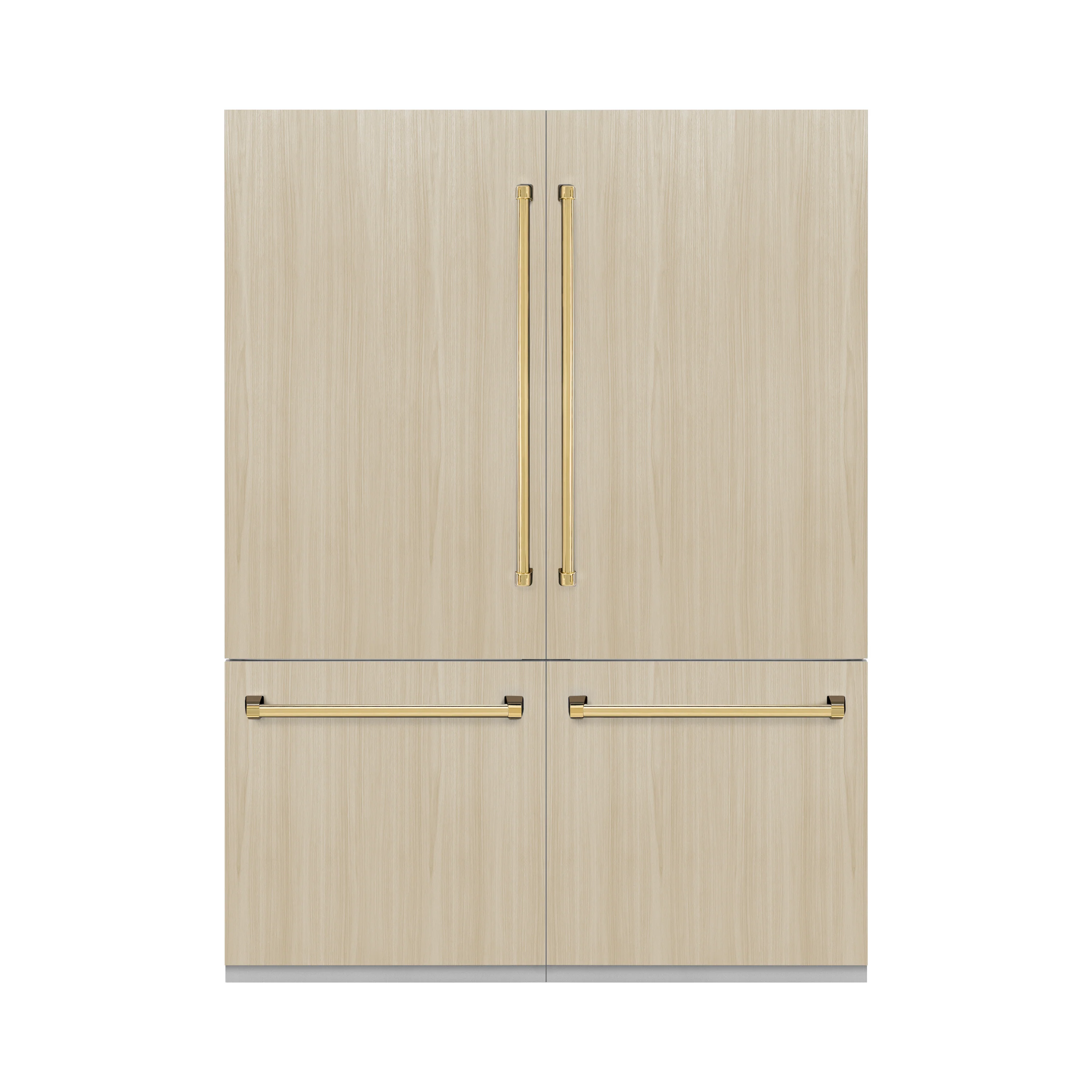 ZLINE Autograph Edition 60 in. 32.2 cu. ft. Panel Ready French Door Built-In Bottom Freezer Refrigerator with Water Dispenser and Ice Maker with Polished Gold Accents (RBIVZ-60-G) - Image 2