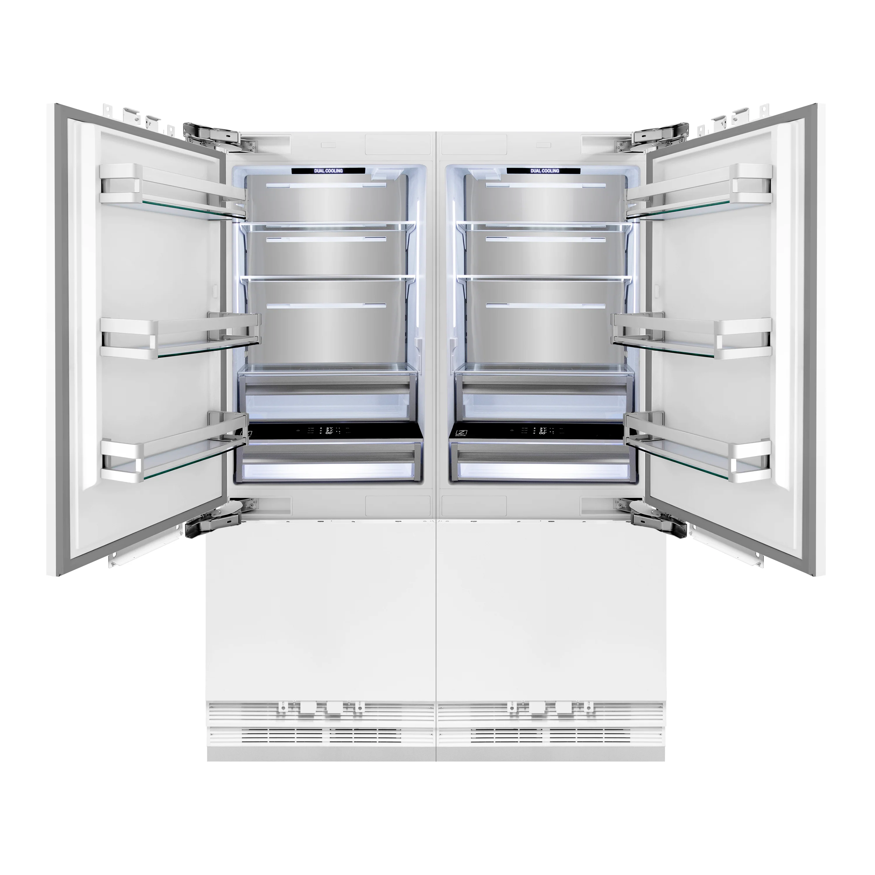 ZLINE Autograph Edition 60 in. 32.2 cu. ft. Panel Ready French Door Built-In Bottom Freezer Refrigerator with Water Dispenser and Ice Maker with Polished Gold Accents (RBIVZ-60-G) - Image 6