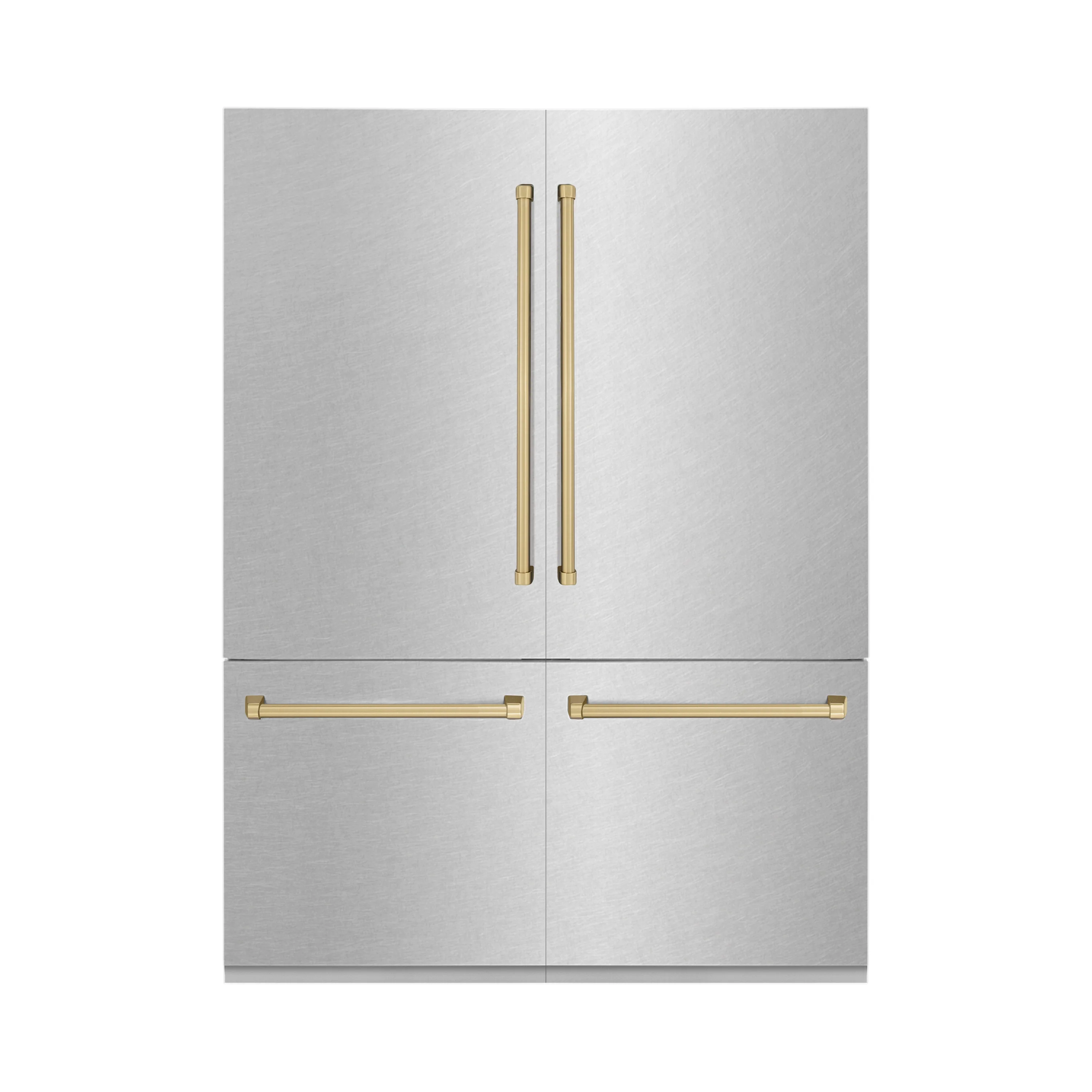 ZLINE Autograph Edition 60 in. 32.2 cu. ft. French Door Built-In Bottom Freezer Refrigerator with Water Dispenser and Ice Maker in Satin Stainless Steel with Champagne Bronze Accents (RBIVZ-SN-60-CB) - Image 3