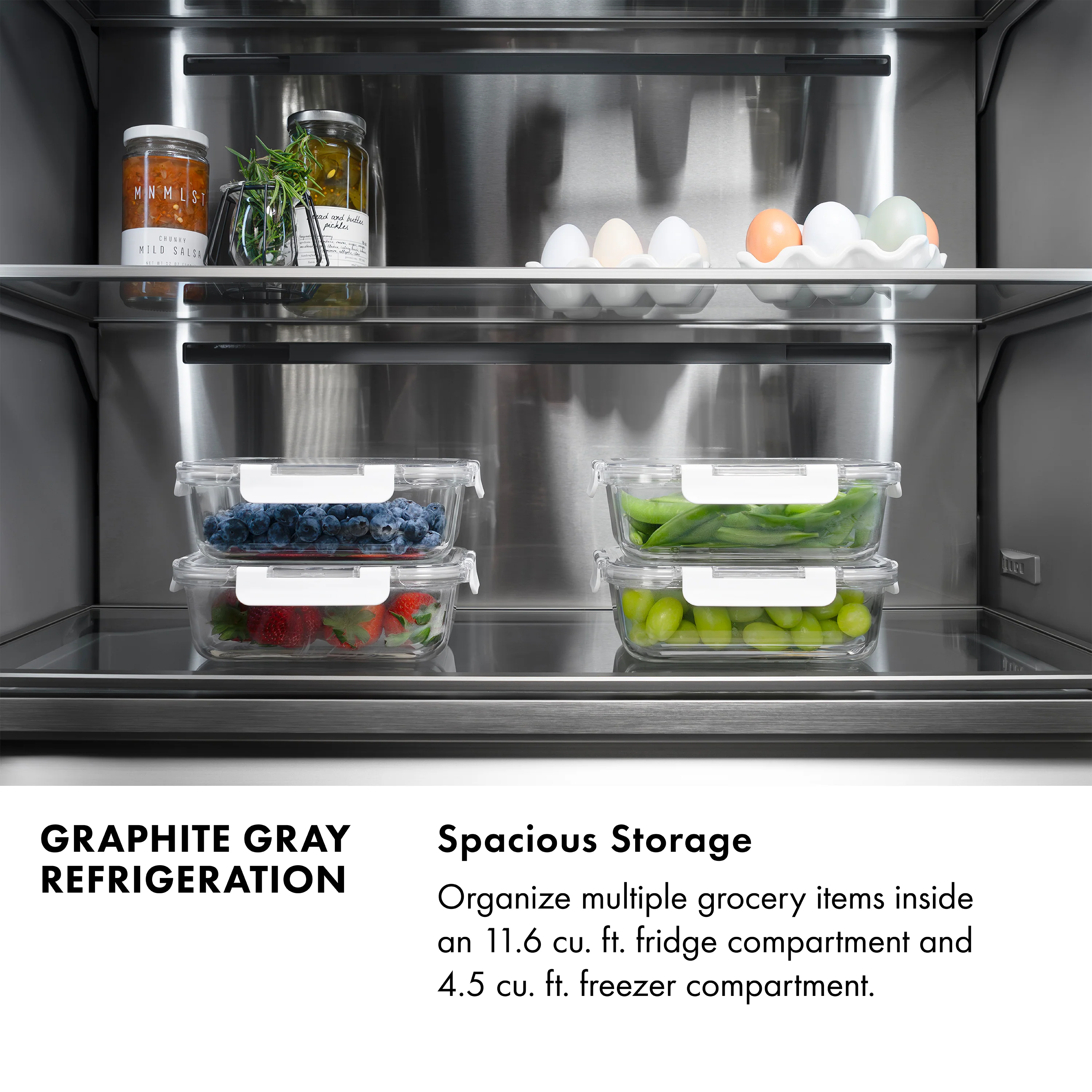 ZLINE Autograph Edition 60 in. 32.2 cu. ft. French Door Built-In Bottom Freezer Refrigerator with Water Dispenser and Ice Maker in Satin Stainless Steel with Graphite Gray Interior and Matte Black Accents (GRBIVZ-SN-60-MB) - Image 18