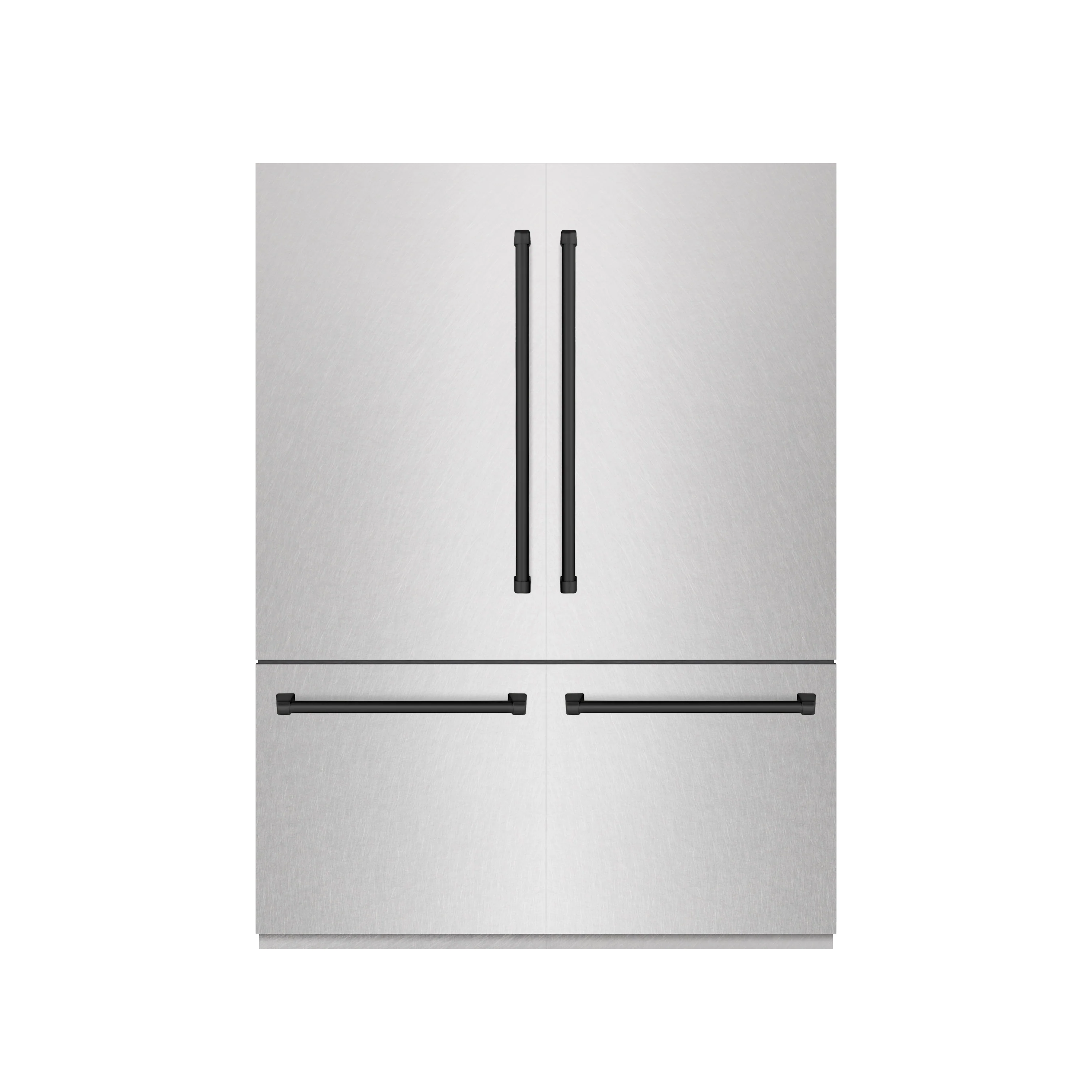 ZLINE Autograph Edition 60 in. 32.2 cu. ft. French Door Built-In Bottom Freezer Refrigerator with Water Dispenser and Ice Maker in Satin Stainless Steel with Graphite Gray Interior and Matte Black Accents (GRBIVZ-SN-60-MB) - Image 2
