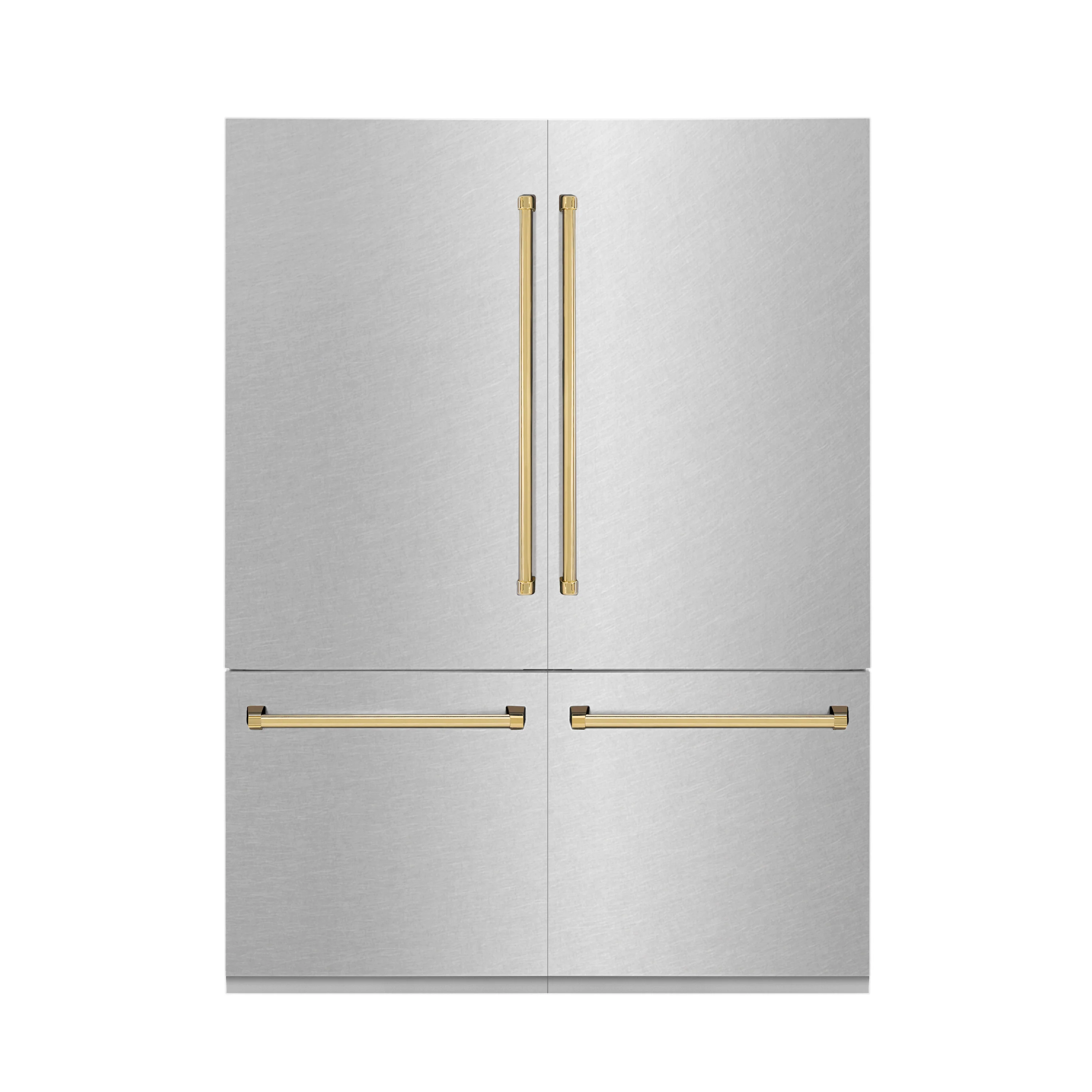 ZLINE Autograph Edition 60 in. 32.2 cu. ft. French Door Built-In Bottom Freezer Refrigerator with Water Dispenser and Ice Maker in Satin Stainless Steel with Matte Black Accents (RBIVZ-SN-60-MB) - Image 3