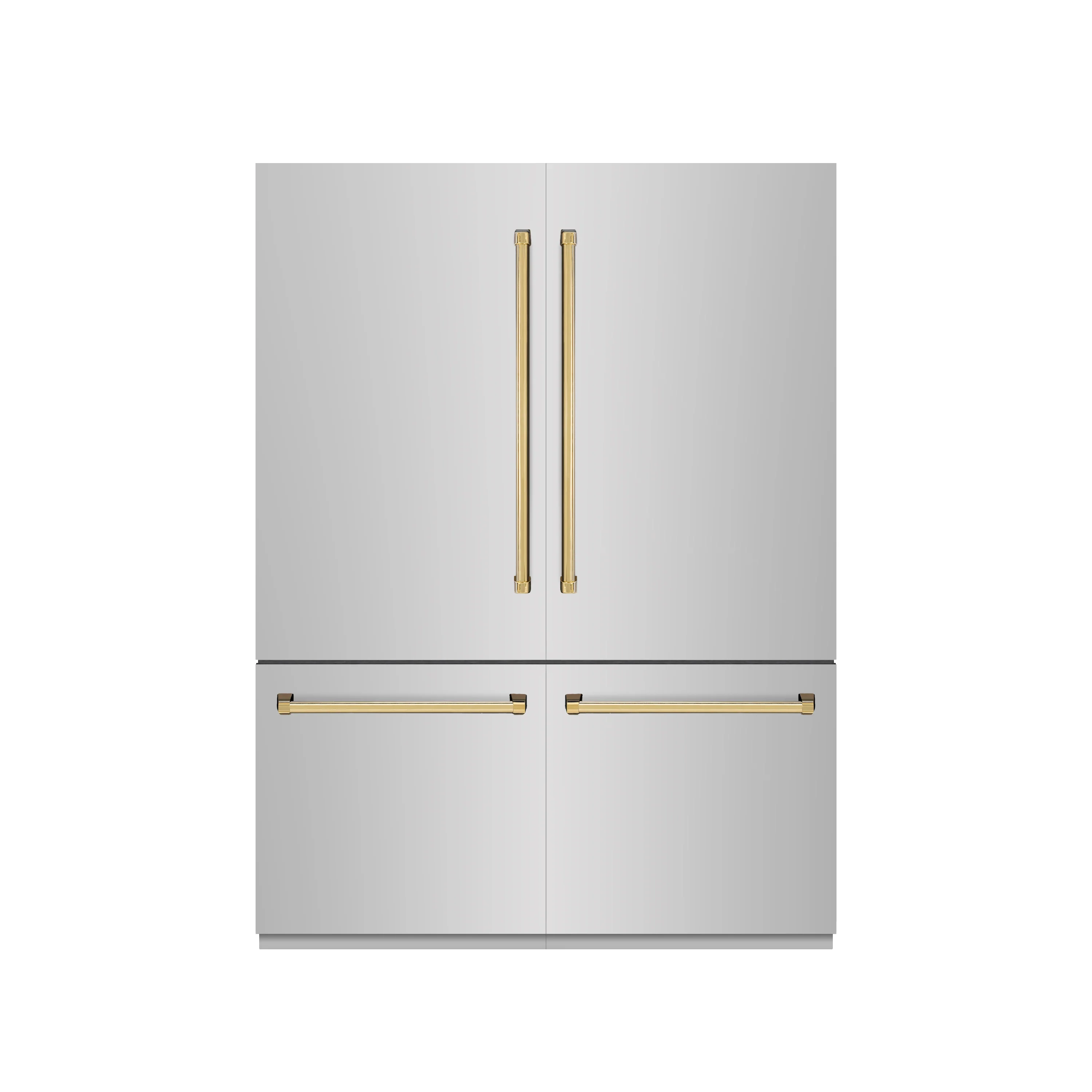 ZLINE Autograph Edition 60 in. 32.2 cu. ft. French Door Built-In Bottom Freezer Refrigerator with Water Dispenser and Ice Maker in Stainless Steel with Graphite Gray Interior and Polished Gold Accents (GRBIVZ-304-60G) - Image 3