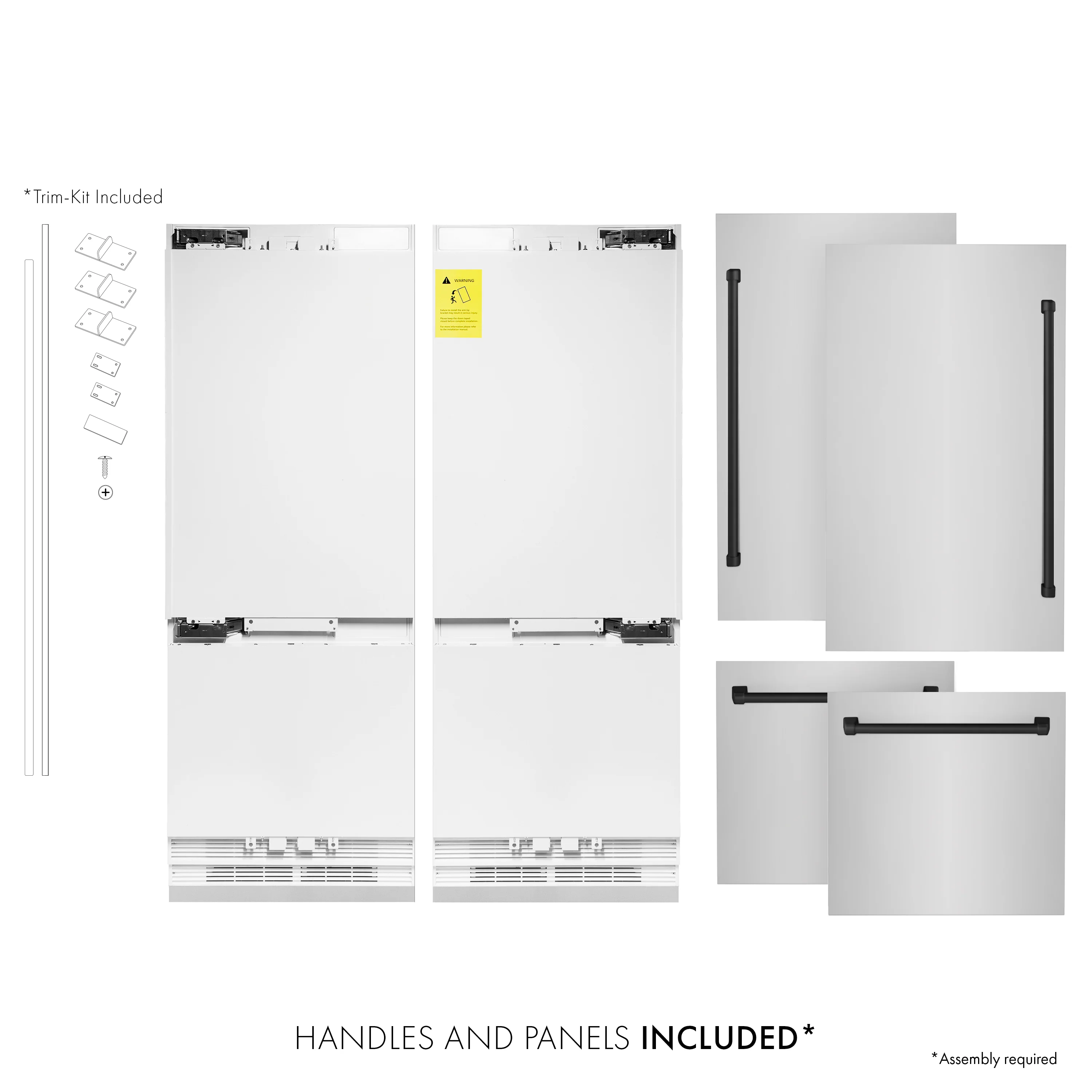ZLINE Autograph Edition 60 in. 32.2 cu. ft. French Door Built-In Bottom Freezer Refrigerator with Water Dispenser and Ice Maker in Stainless Steel with Matte Black Accents (RBIVZ-304-60-MB) - Image 3