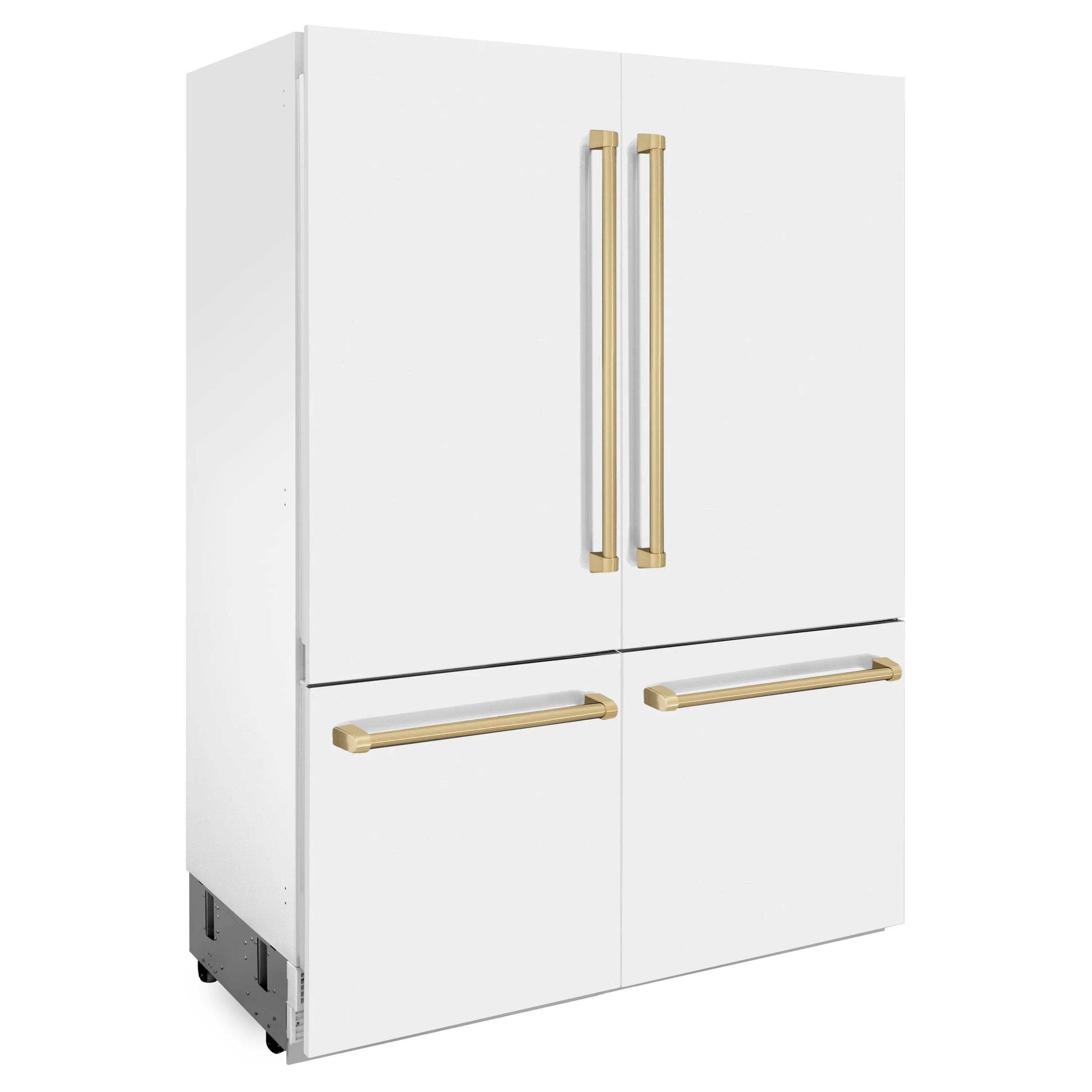 ZLINE Autograph Edition 60 in. 32.2 cu. ft. French Door Built-In Bottom Freezer Refrigerator with Water Dispenser and Ice Maker in White Matte with Champagne Bronze Accents (RBIVZ-WM-60-CB) - Image 6