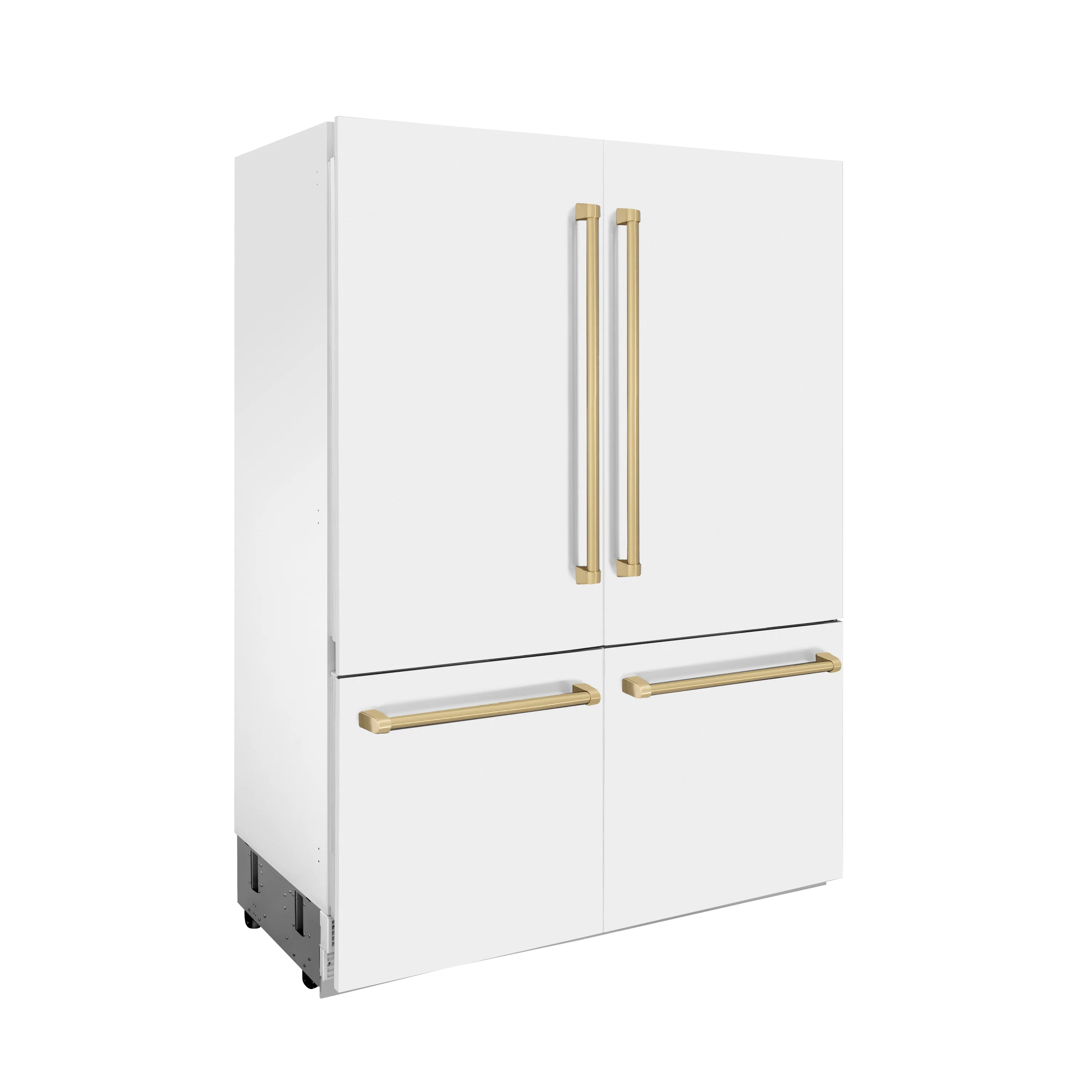 ZLINE Autograph Edition 60 in. 32.2 cu. ft. French Door Built-In Bottom Freezer Refrigerator with Water Dispenser and Ice Maker in White Matte with Champagne Bronze Accents (RBIVZ-WM-60-CB) - Image 7