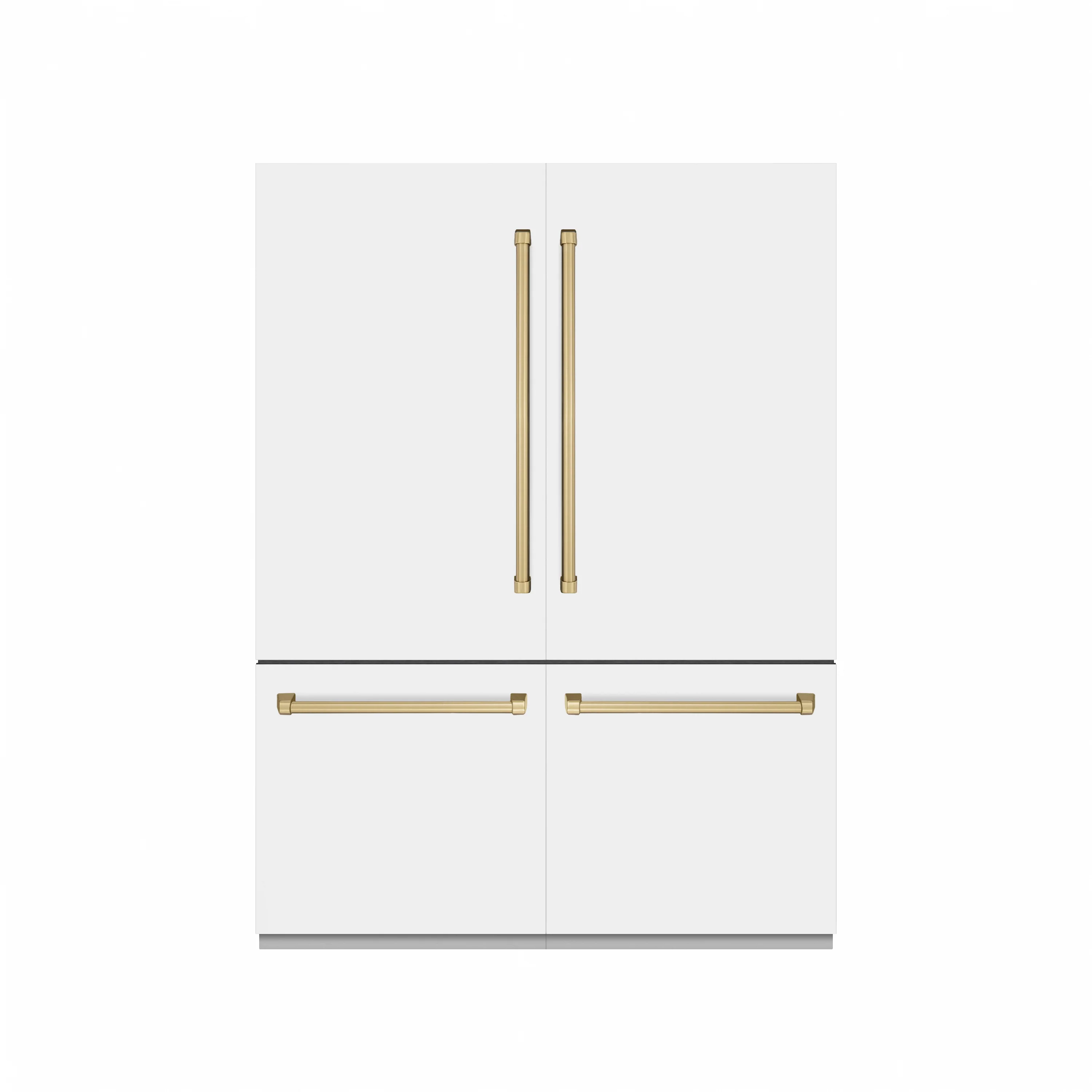ZLINE Autograph Edition 60 in. 32.2 cu. ft. French Door Built-In Bottom Freezer Refrigerator with Water Dispenser and Ice Maker in White Matte with Graphite Gray Interior and Champagne Bronze Accents (GRBIVZ-WM-60-CB) - Image 4