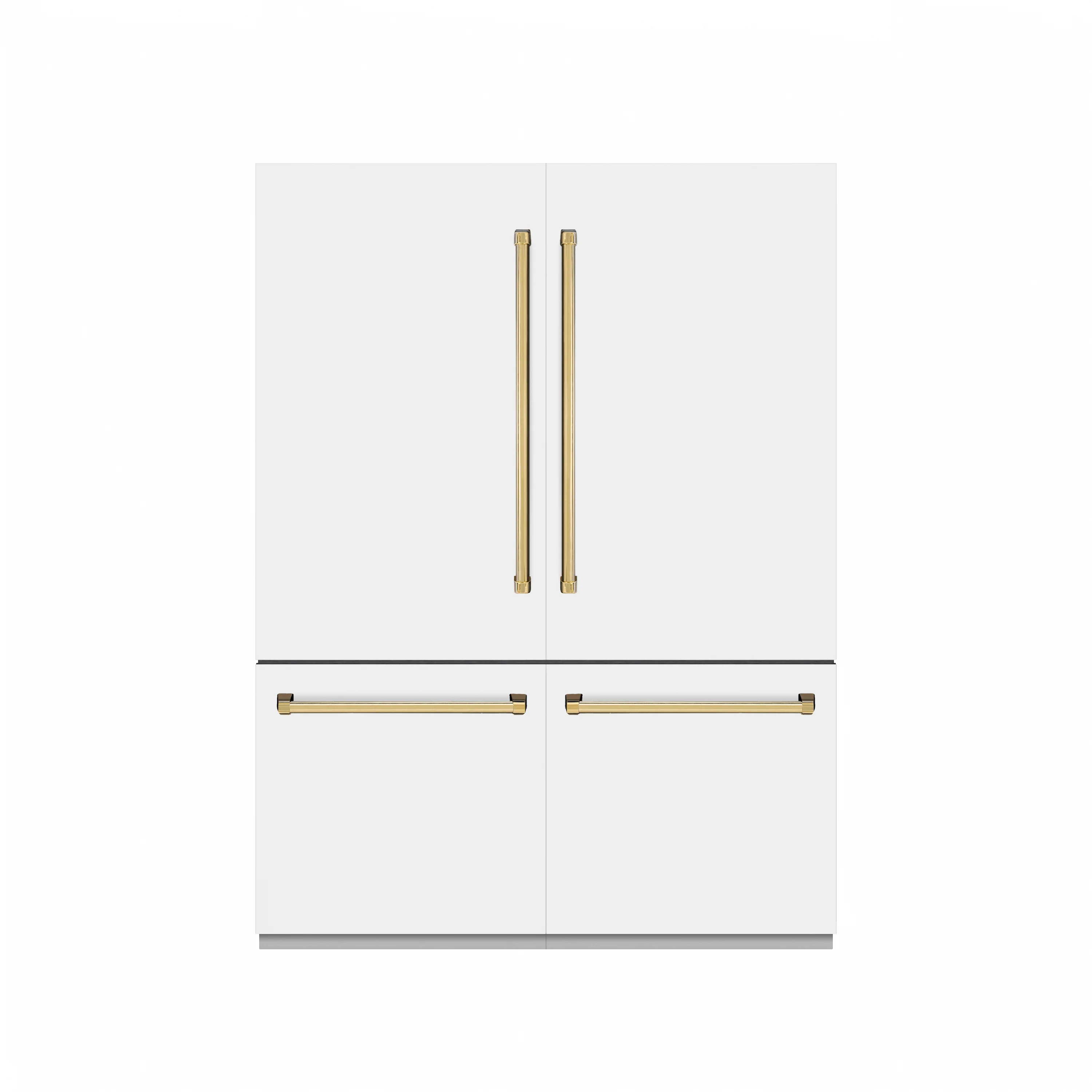 ZLINE Autograph Edition 60 in. 32.2 cu. ft. French Door Built-In Bottom Freezer Refrigerator with Water Dispenser and Ice Maker in White Matte with Graphite Gray Interior and Polished Gold Accents (GRBIVZ-WM-60-G) - Image 4