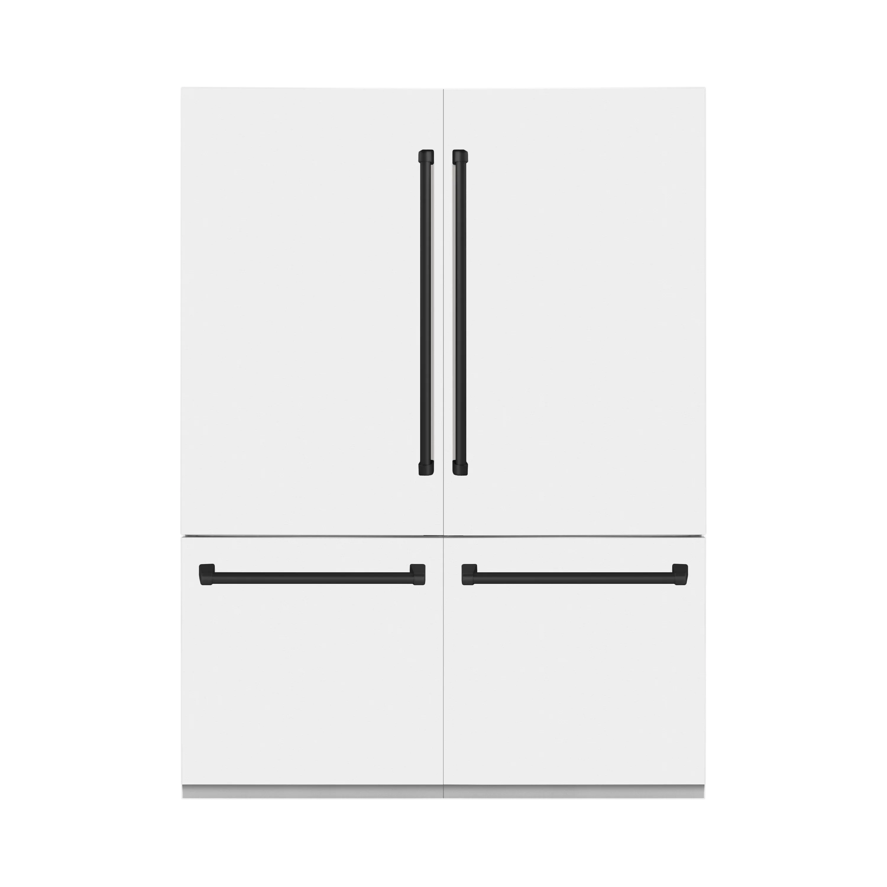 ZLINE Autograph Edition 60 in. 32.2 cu. ft. French Door Built-In Bottom Freezer Refrigerator with Water Dispenser and Ice Maker in White Matte with Matte Black Accents (RBIVZ-WM-60-MB)
