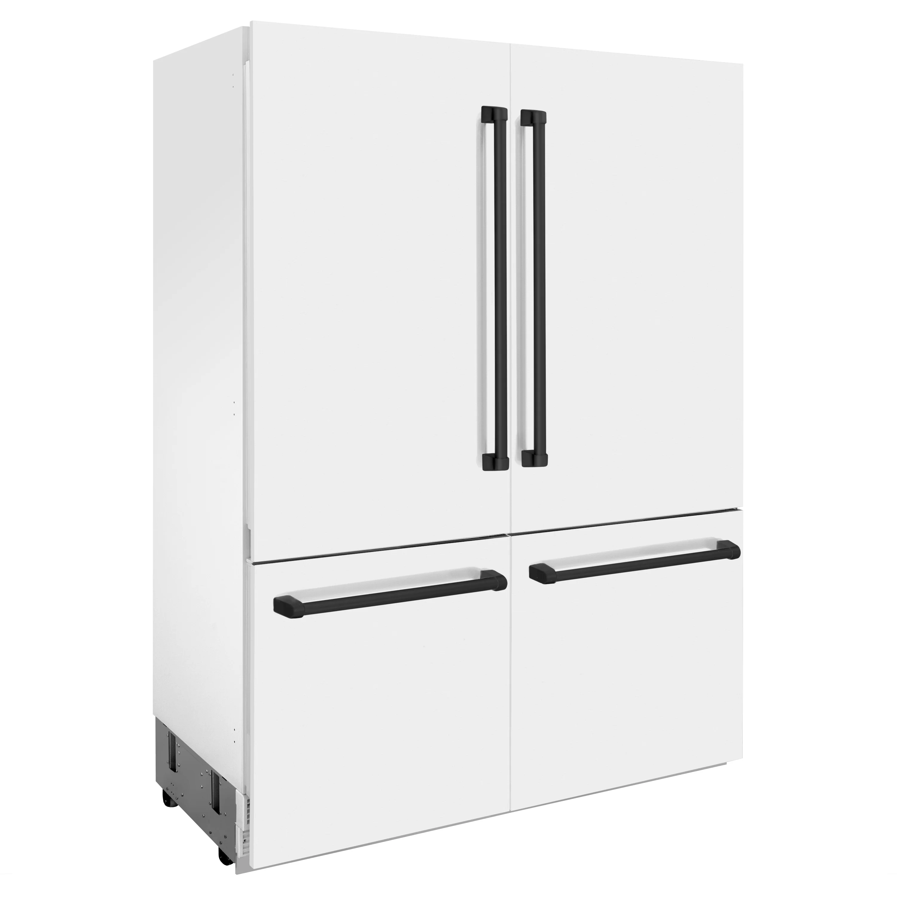 ZLINE Autograph Edition 60 in. 32.2 cu. ft. French Door Built-In Bottom Freezer Refrigerator with Water Dispenser and Ice Maker in White Matte with Matte Black Accents (RBIVZ-WM-60-MB) - Image 7
