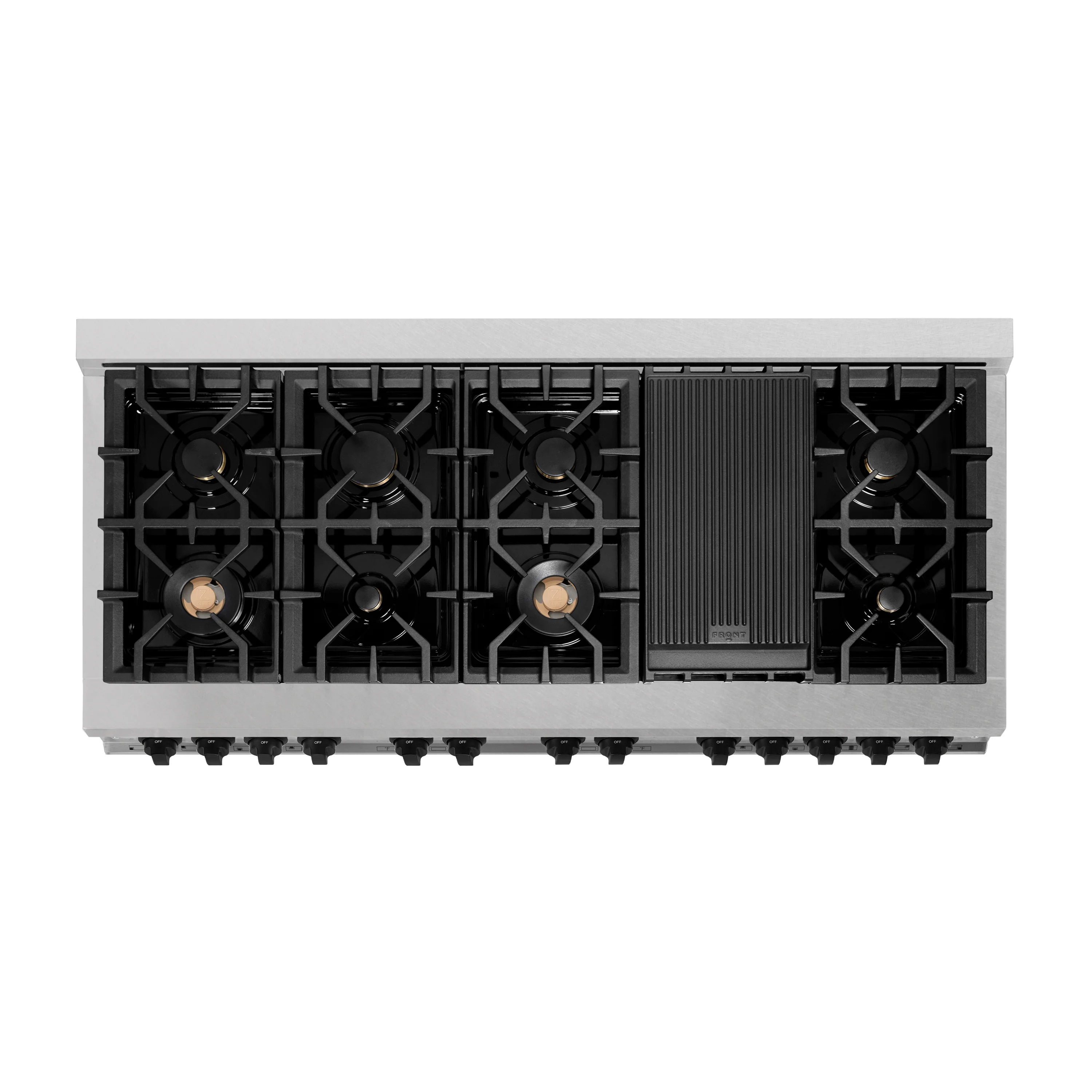 ZLINE Autograph Edition 60 in. 7.4 cu. ft. Legacy Dual Fuel Range with 9 Burner Gas Cooktop and 2 Electric Convection Ovens in Satin Stainless Steel and Matte Black Accents (RASZ-SN-60-MB) - Image 15