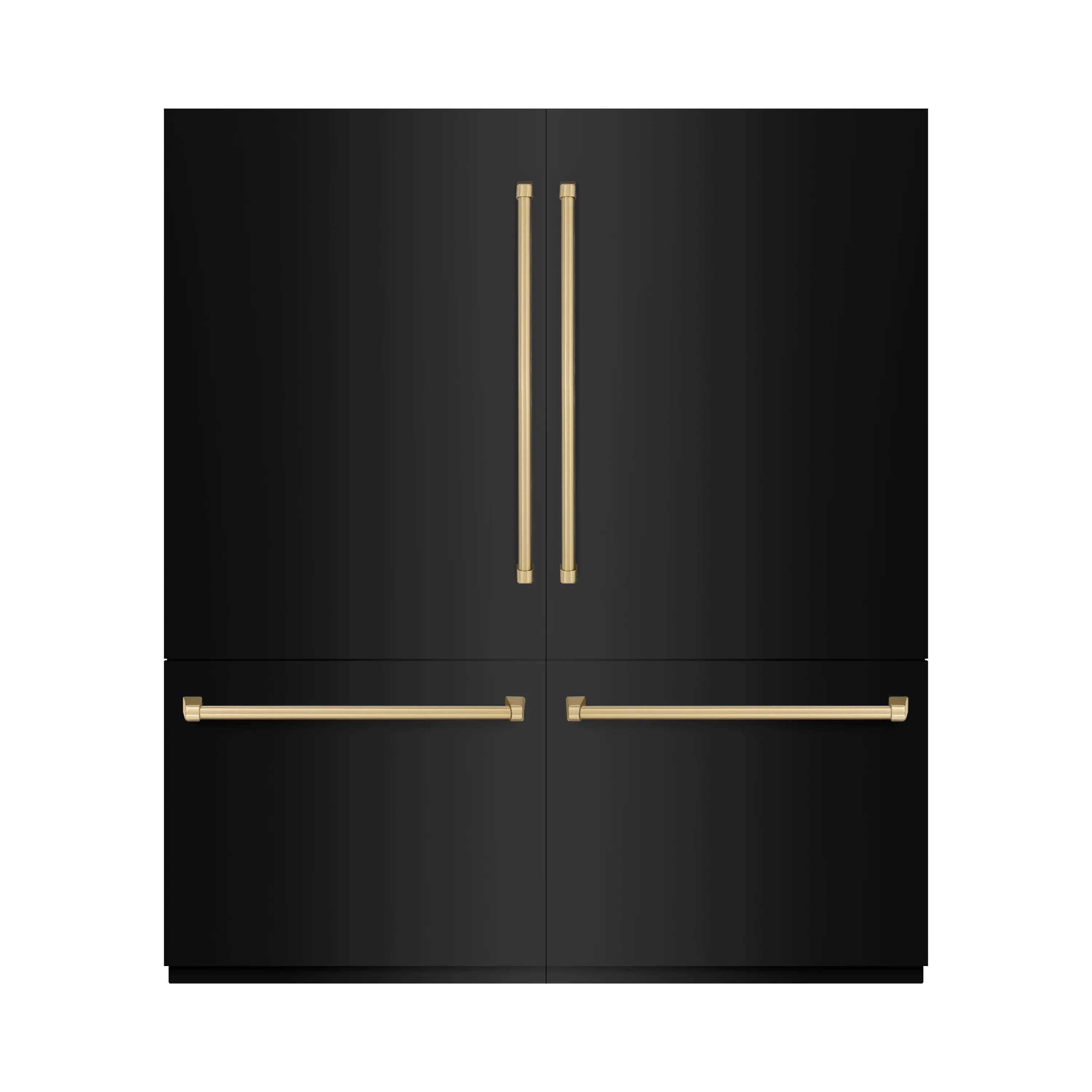 ZLINE Autograph Edition 72 in. 39.6 cu. ft. French Door Built-In Bottom Freezer Refrigerator with Water Dispensers and Ice Makers in Black Stainless Steel and Champagne Bronze Accents (RBITZ-BS-72-CB)