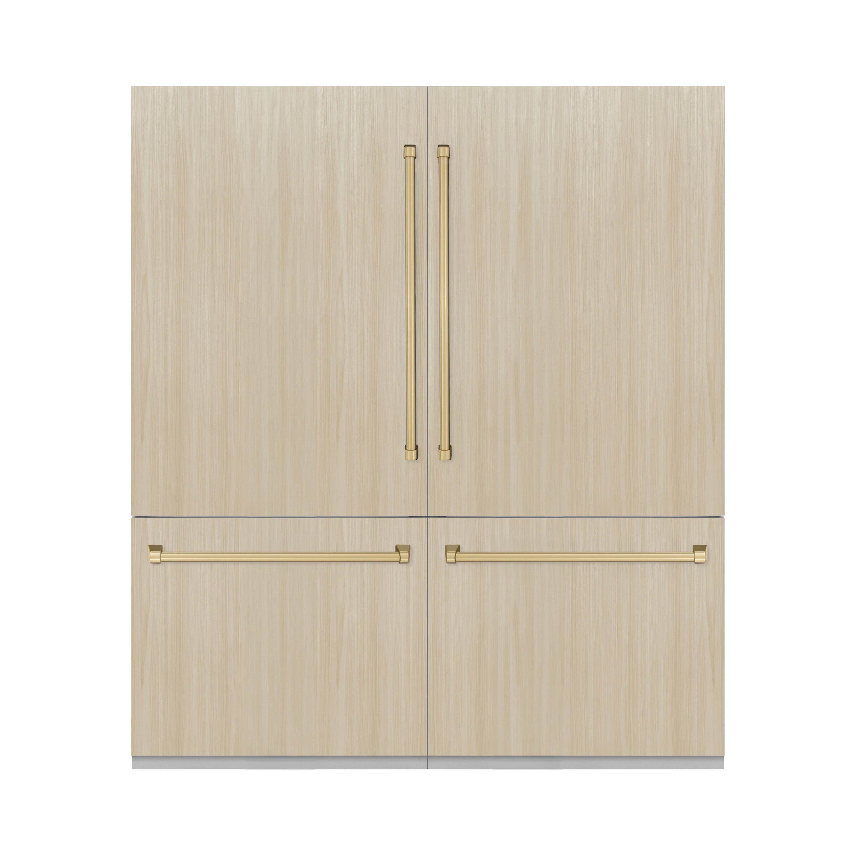 ZLINE Autograph Edition 72 in. 39.6 cu. ft. Panel Ready French Door Built-In Bottom Freezer Refrigerator with Water Dispensers and Ice Makers and Champagne Bronze Accents (RBITZ-72-CB) - Image 3