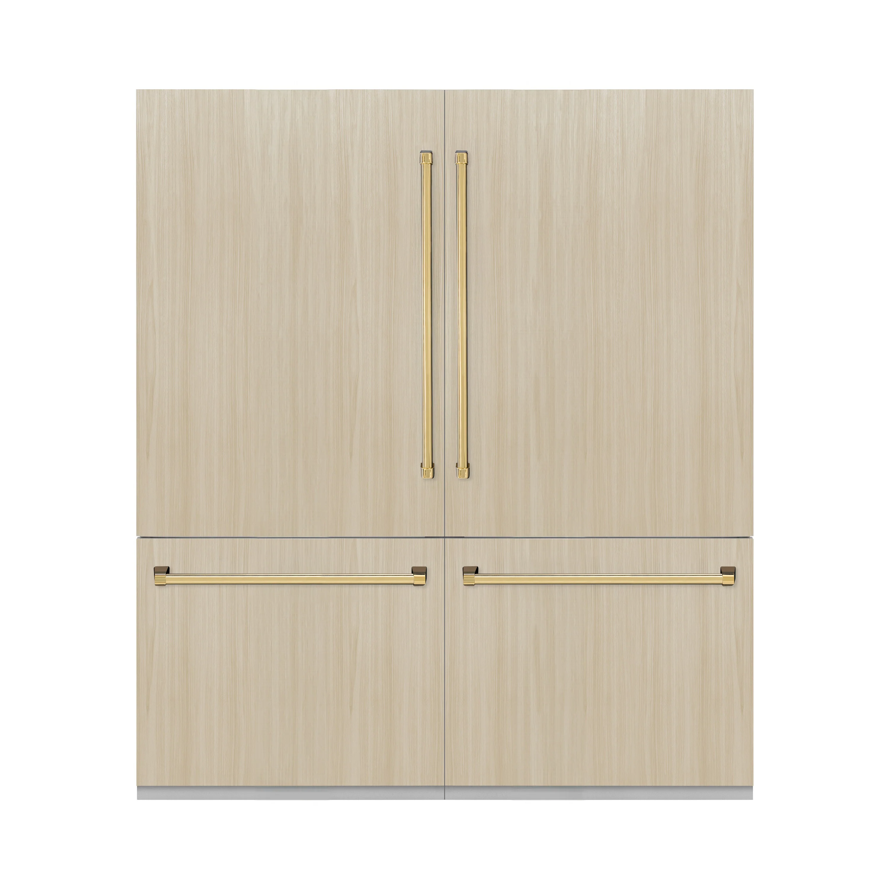 ZLINE Autograph Edition 72 in. 39.6 cu. ft. Panel Ready French Door Built-In Bottom Freezer Refrigerator with Water Dispensers and Ice Makers and Polished Gold Accents (RBITZ-72-G) - Image 2