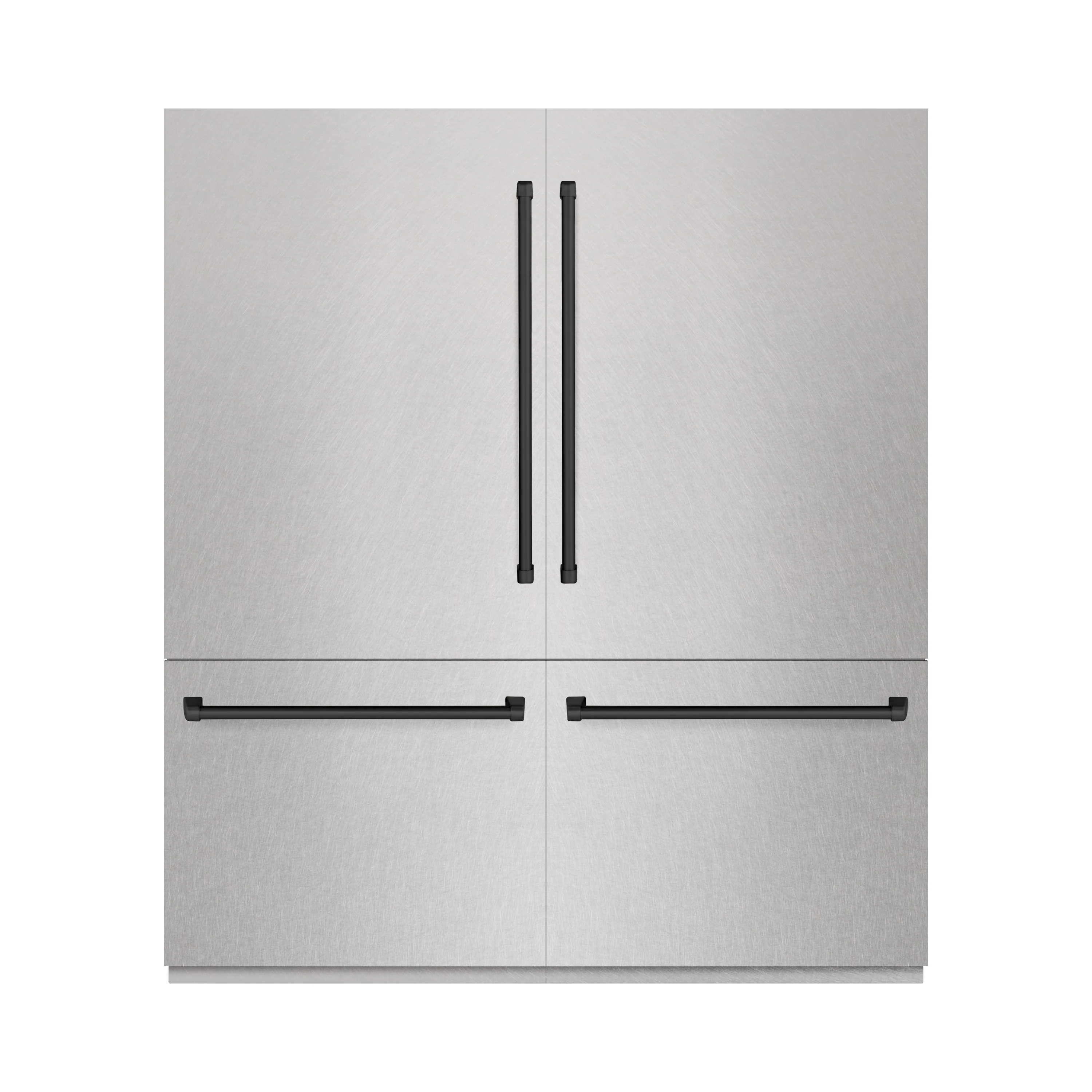 ZLINE Autograph Edition 72 in. 39.6 cu. ft. French Door Built-In Bottom Freezer Refrigerator with Water Dispensers and Ice Makers in Satin Stainless Steel and Matte Black Accents (RBITZ-SN-72-MB) - Image 3