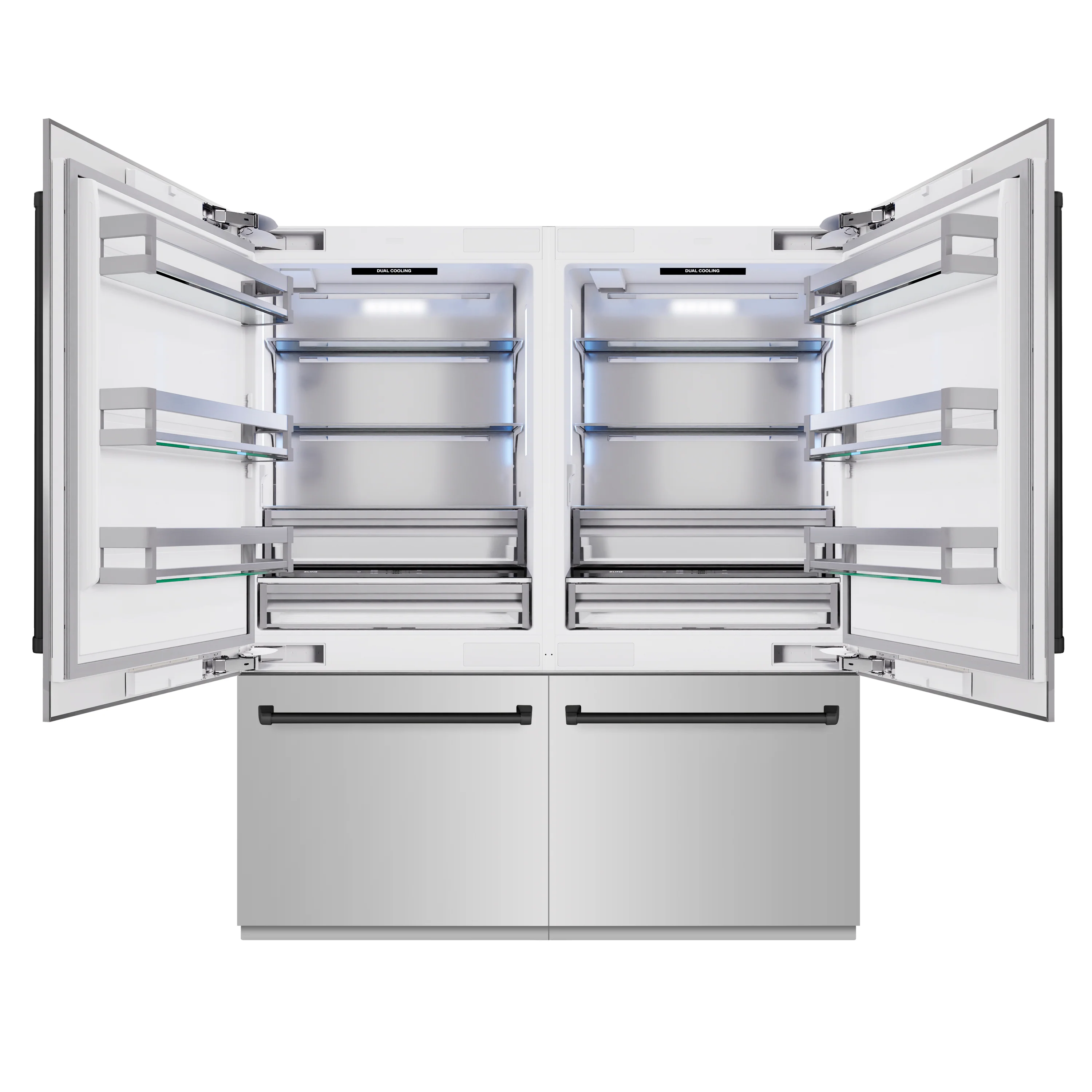 ZLINE Autograph Edition 72 in. 39.6 cu. ft. French Door Built-In Bottom Freezer Refrigerator with Water Dispensers and Ice Makers in Stainless Steel with Matte Black Accents (RBITZ-304-72MB) - Image 3
