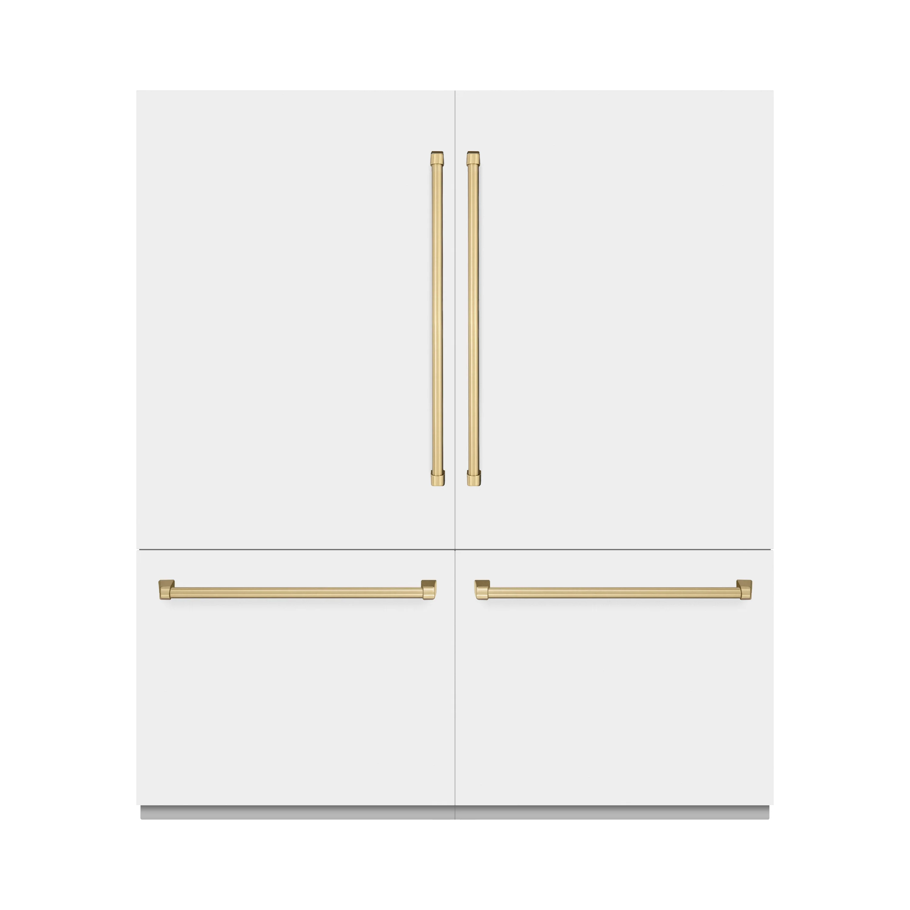 ZLINE Autograph Edition 72 in. 39.6 cu. ft. French Door Built-In Bottom Freezer Refrigerator with Water Dispensers and Ice Makers in White Matte with Graphite Gray Interior and Champagne Bronze Accents (GRBITZ-WM-72-CB) - Image 2